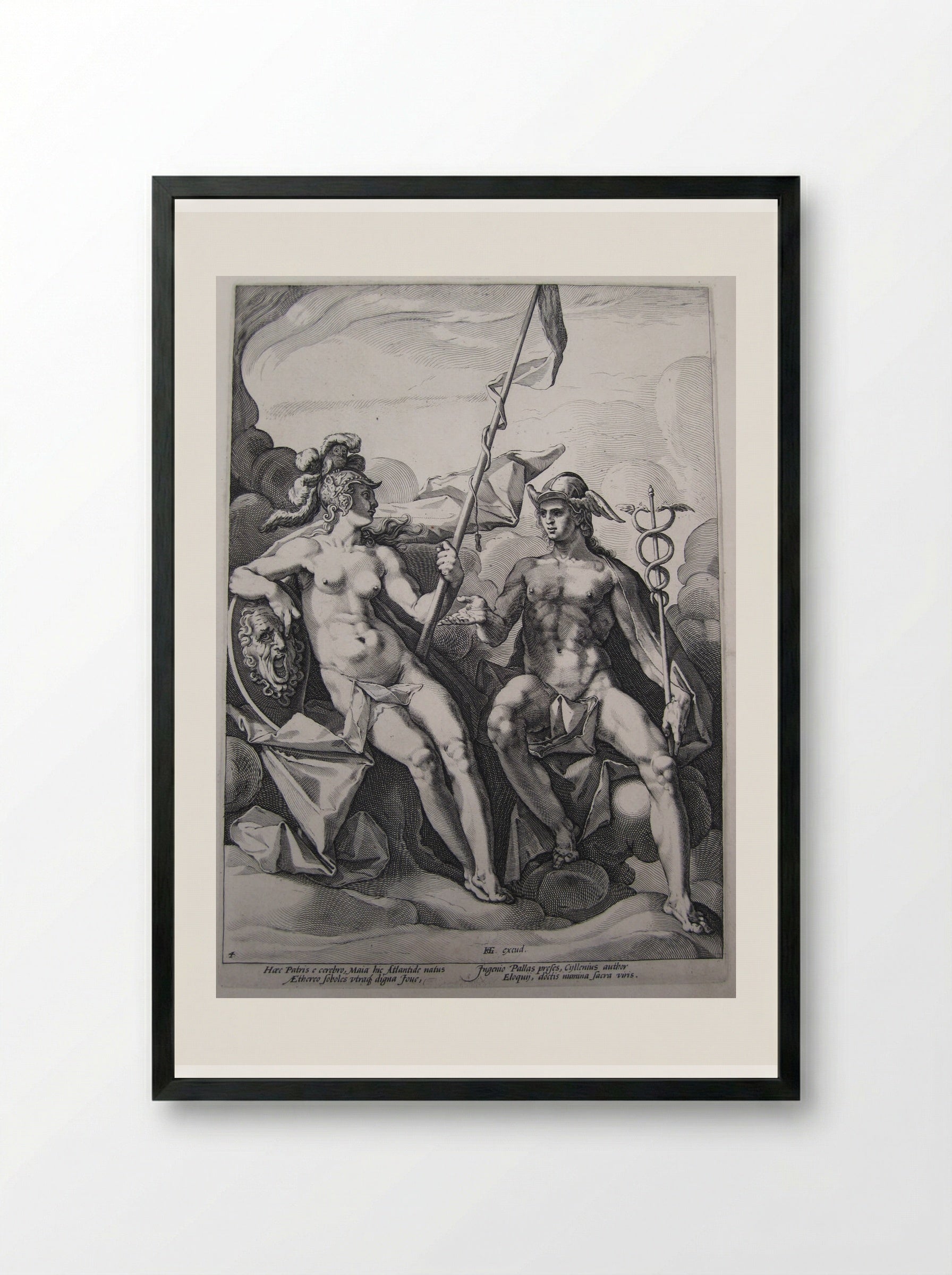 The Alliance of Athena and Mercury - Jacob Matham - Framed Print Black