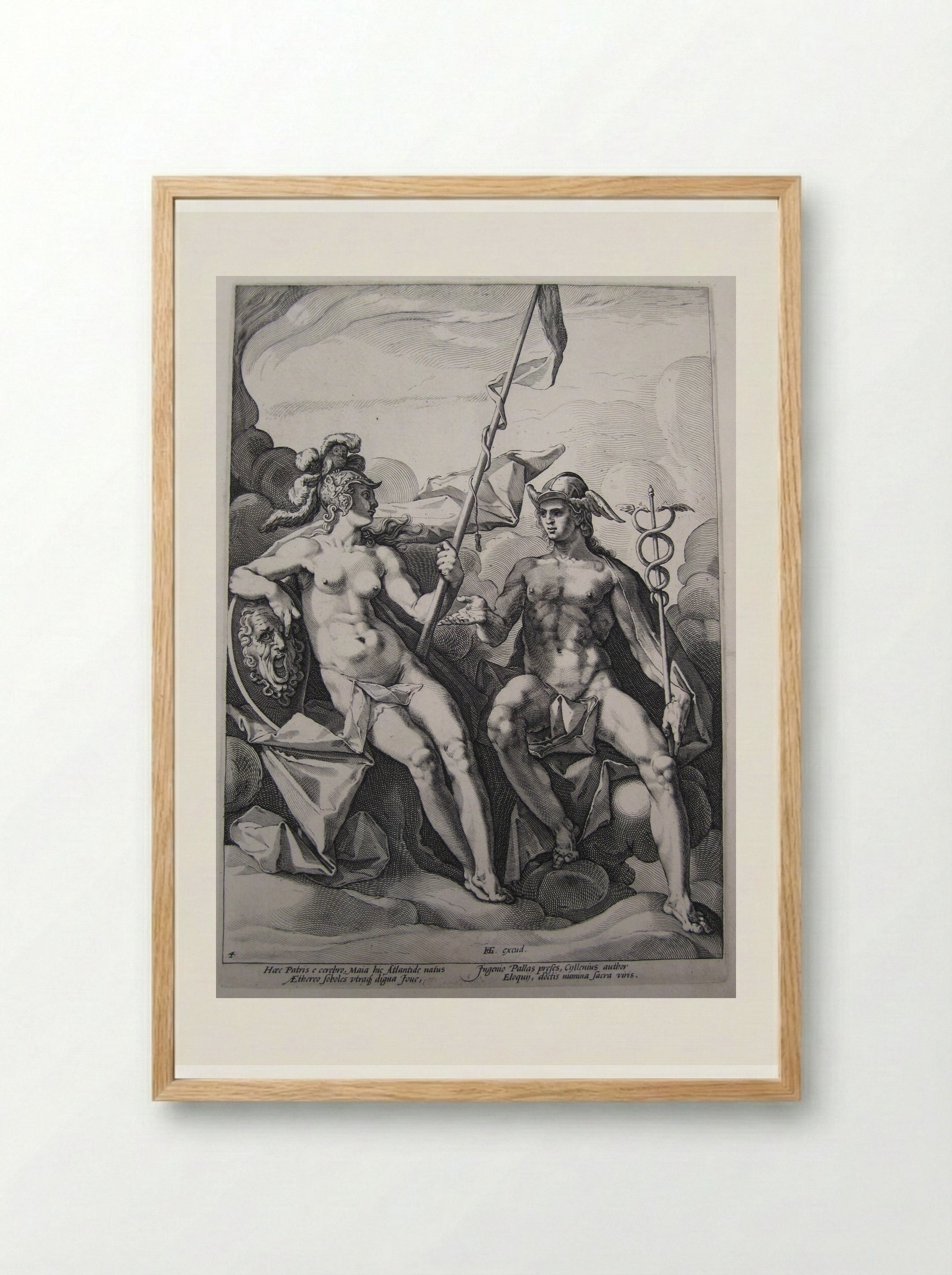The Alliance of Athena and Mercury - Jacob Matham - Framed Print Wood