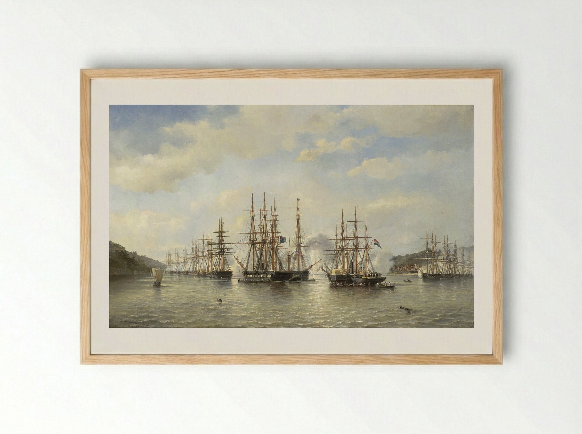 The Allied Squadrons in Japanese Waters, September 1864 - Jacob Eduard van Heemskerck van Beest - Framed Print Wood