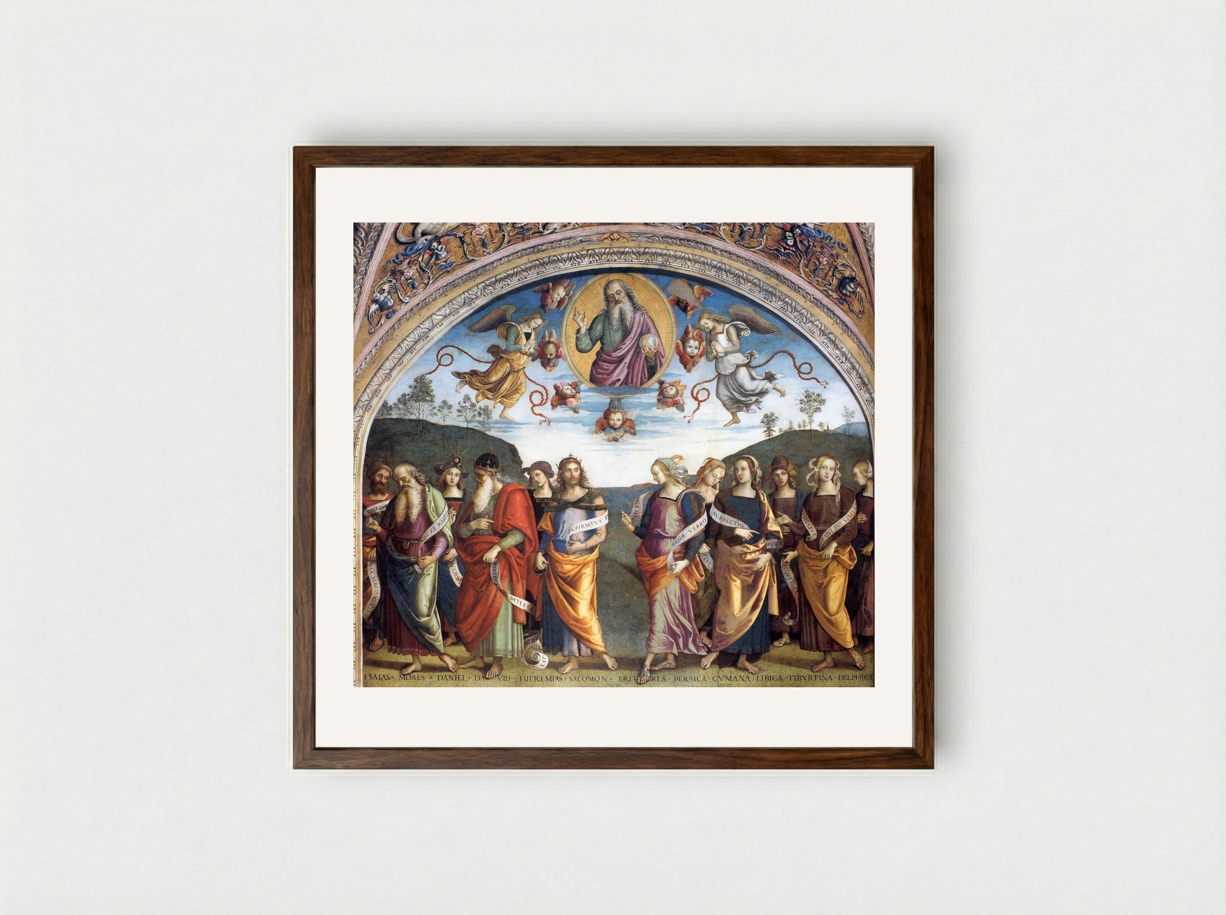 The Almighty with Prophets and Sybils - Pietro Perugino - Framed Print Dark Wood