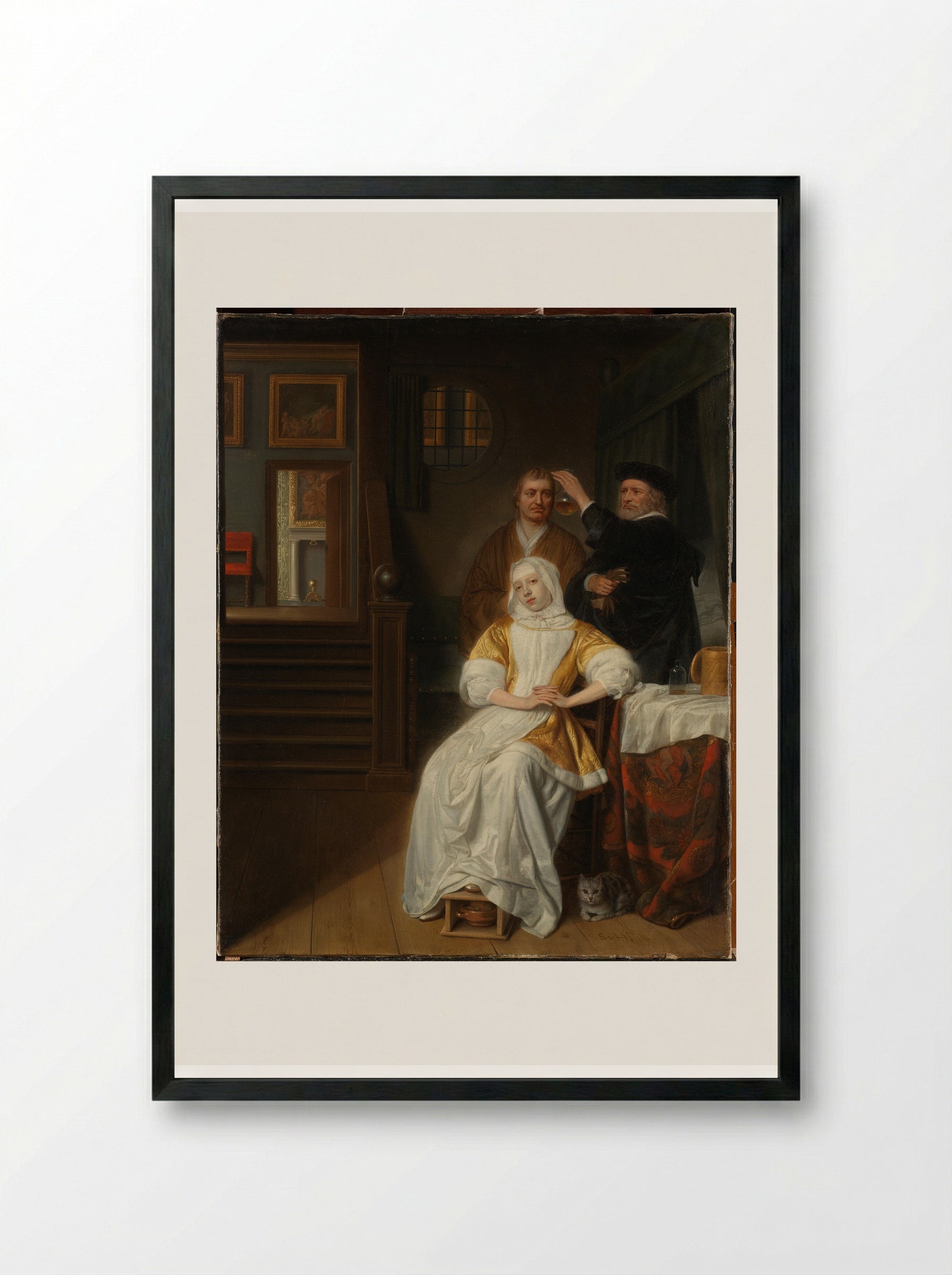 The Anaemic Lady - Samuel van Hoogstraten - Framed Print Black