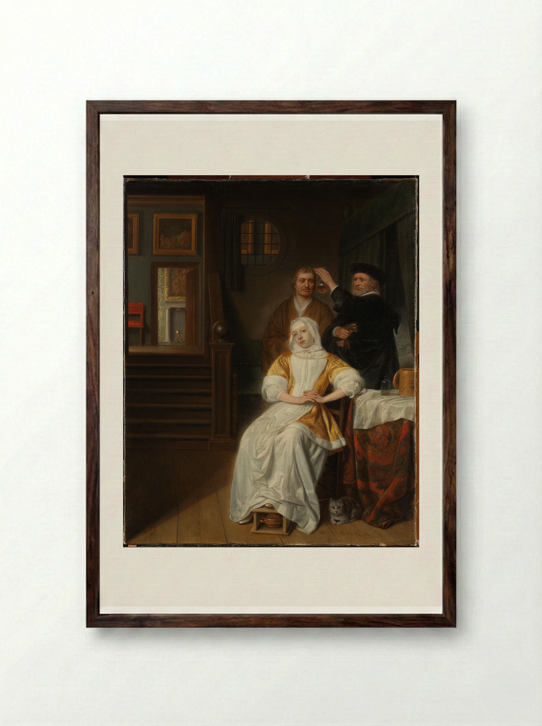 The Anaemic Lady - Samuel van Hoogstraten - Framed Print Dark Wood
