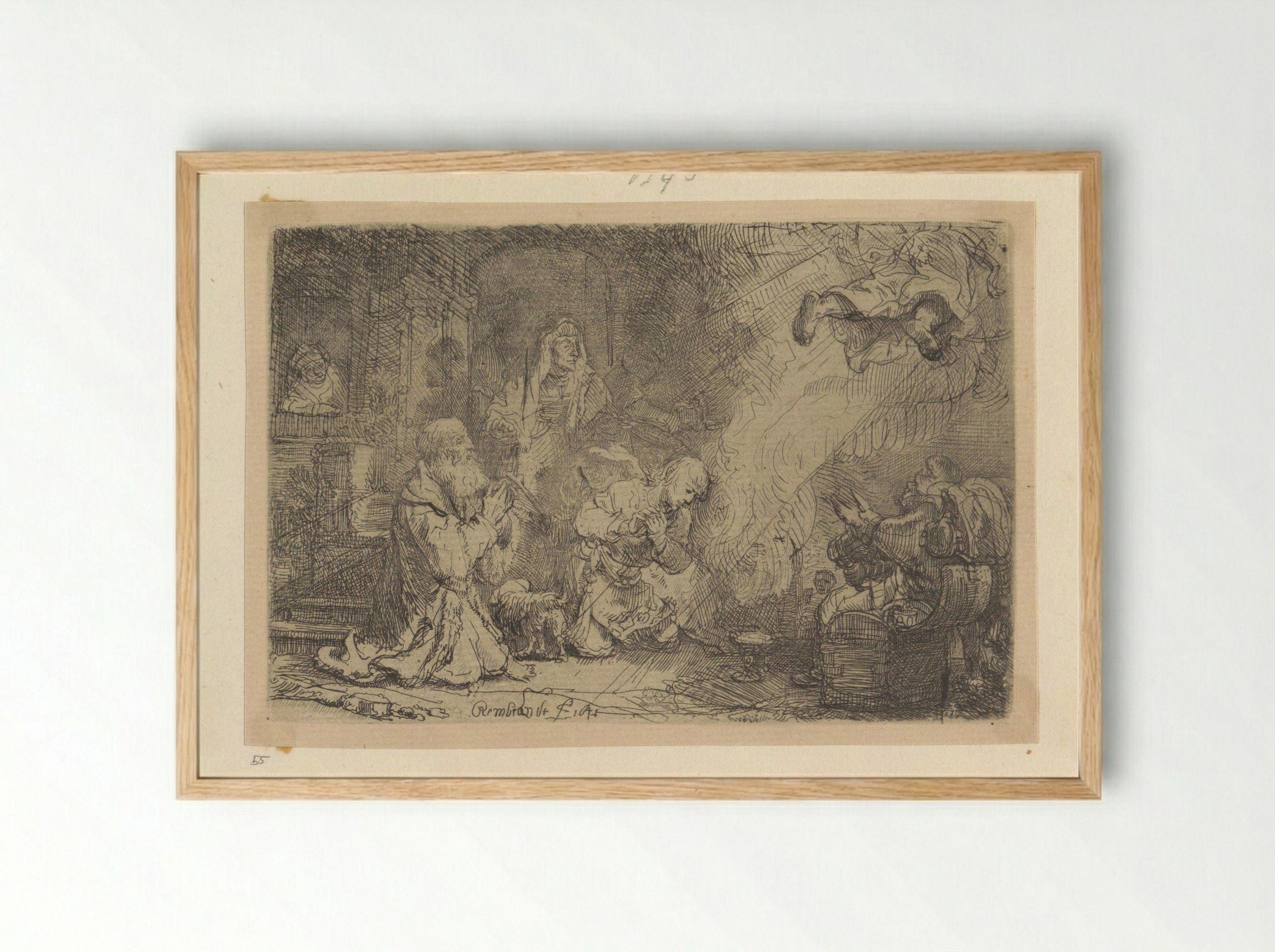 The Angel Departing from the Family of Tobias - Henry Louis Basan - Framed Print Wood