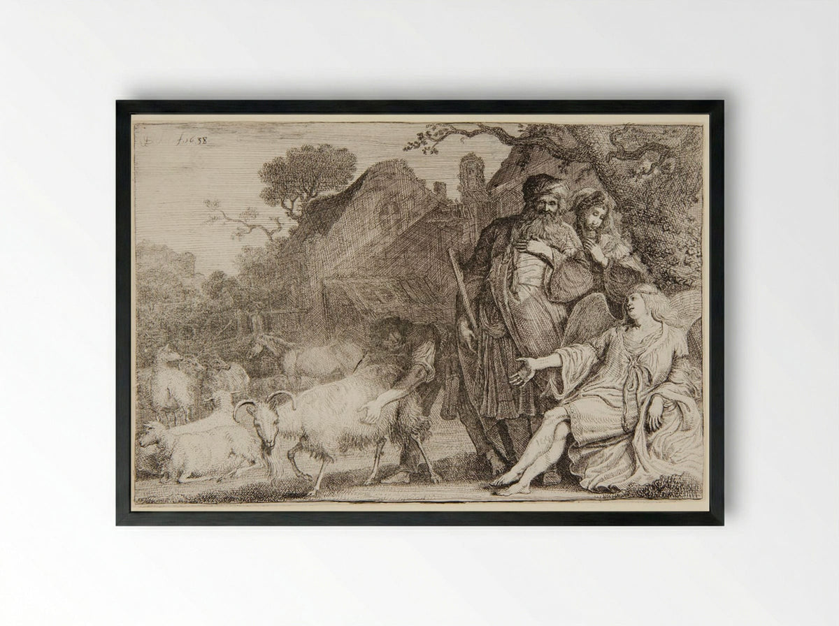 The Angel Promises Abraham a Son - Gerrit Claesz. Bleker - Framed Print Black