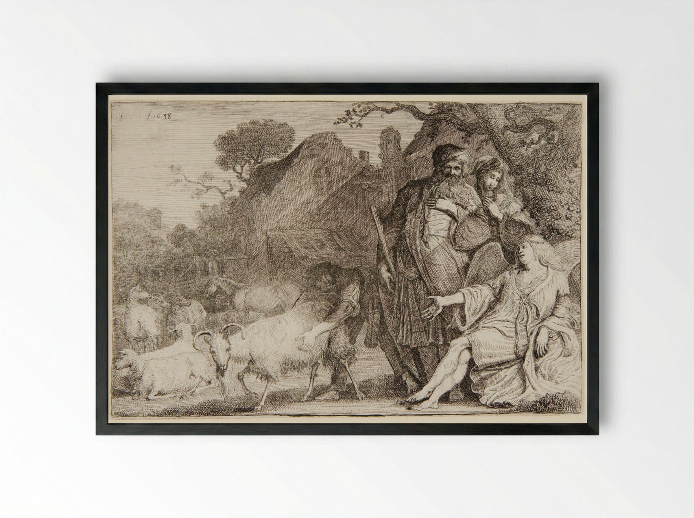 The Angel Promises Abraham a Son - Gerrit Claesz. Bleker - Framed Print Black