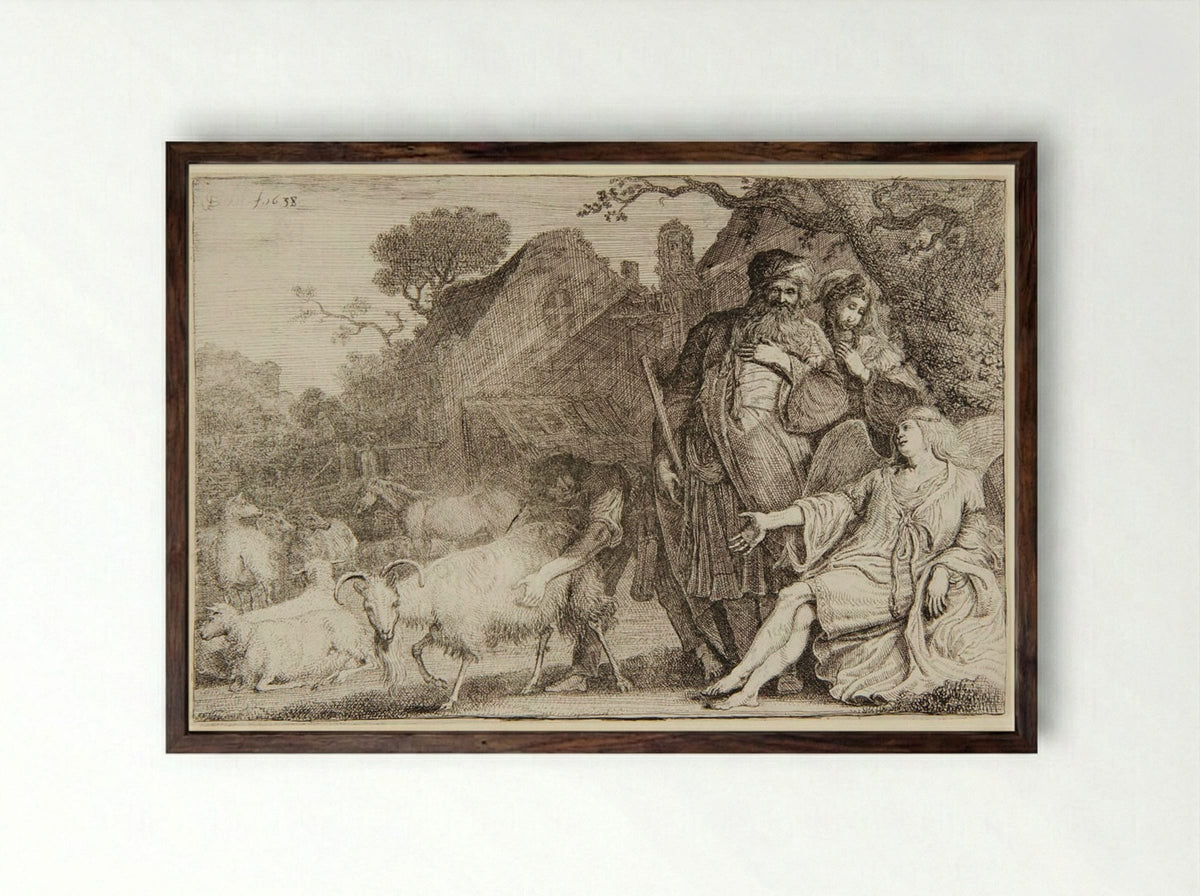 The Angel Promises Abraham a Son - Gerrit Claesz. Bleker - Framed Print Dark Wood