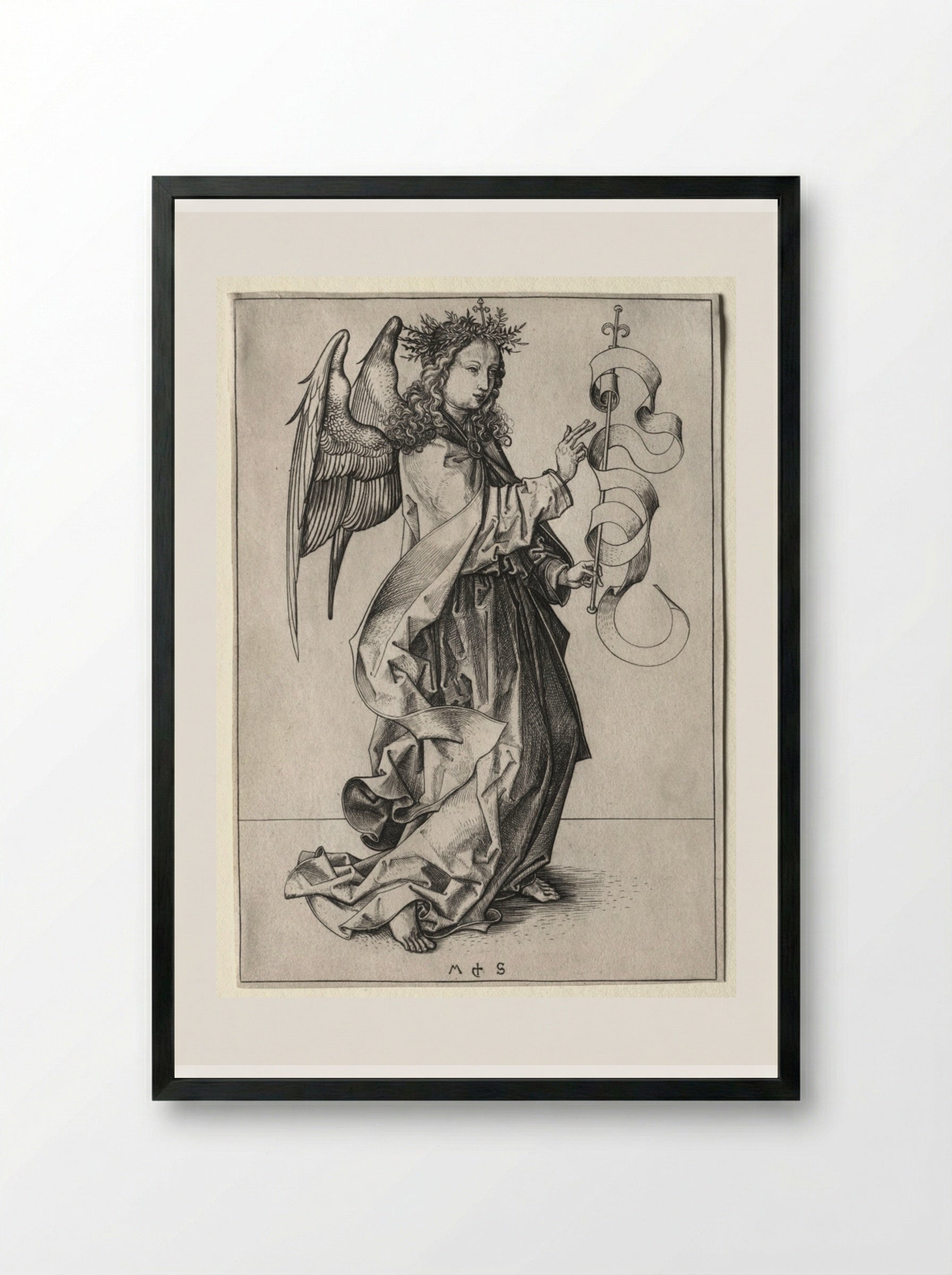 The Angel of the Annunciation - Martin Schongauer - Framed Print Black