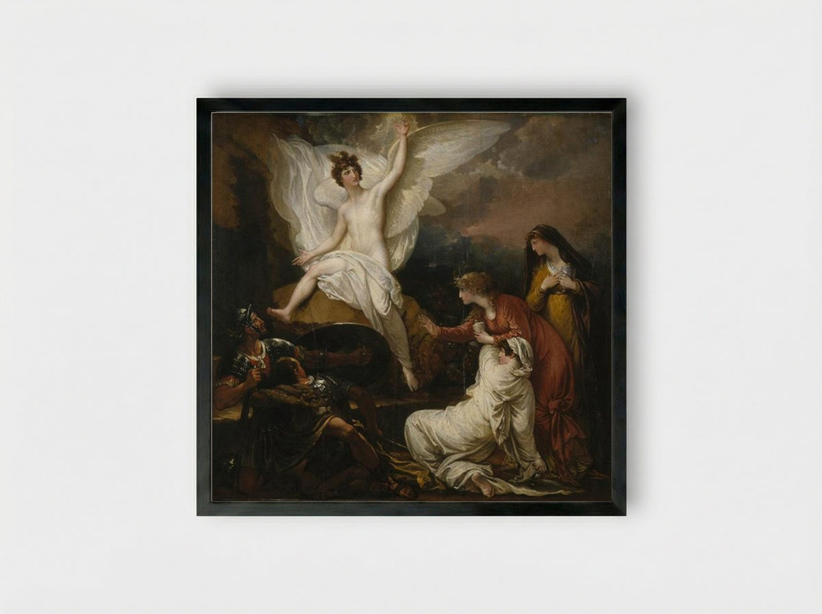 The Angel of the Lord Announcing the Resurrection - Benjamin West - Framed Print Black