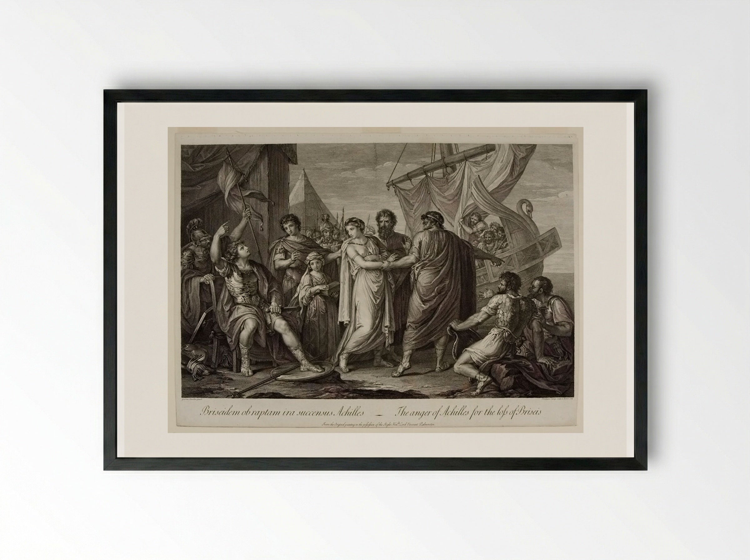 The Anger of Achilles for the Loss of Briseis - Domenico Cunego - Framed Print Black