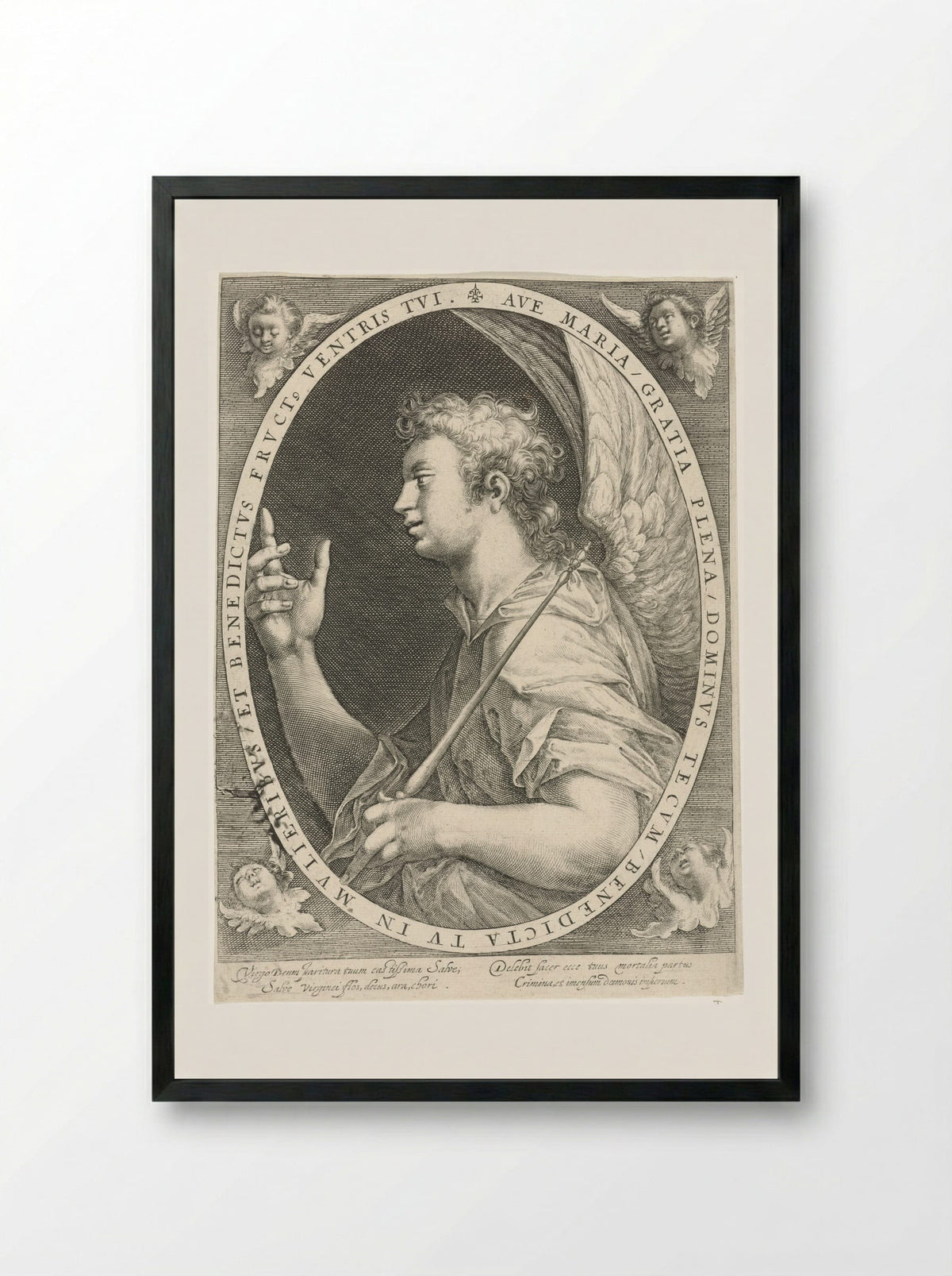 The Annunciation (Angel Gabriel) - Crispijn van de Passe (I) - Framed Print Black