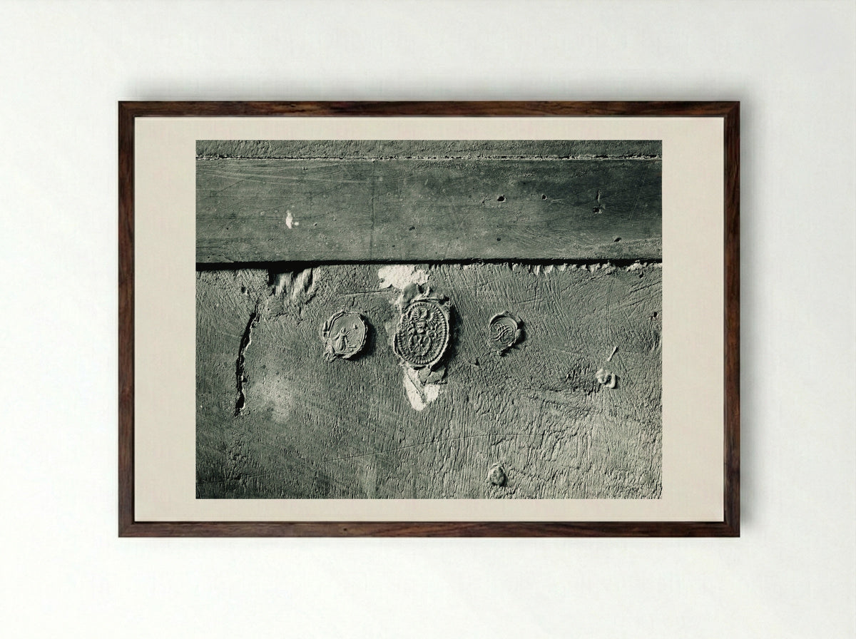 The Annunciation (Reverse Side with Wax Seals) - Girolamo Mazzola Bedoli - Framed Print Dark Wood