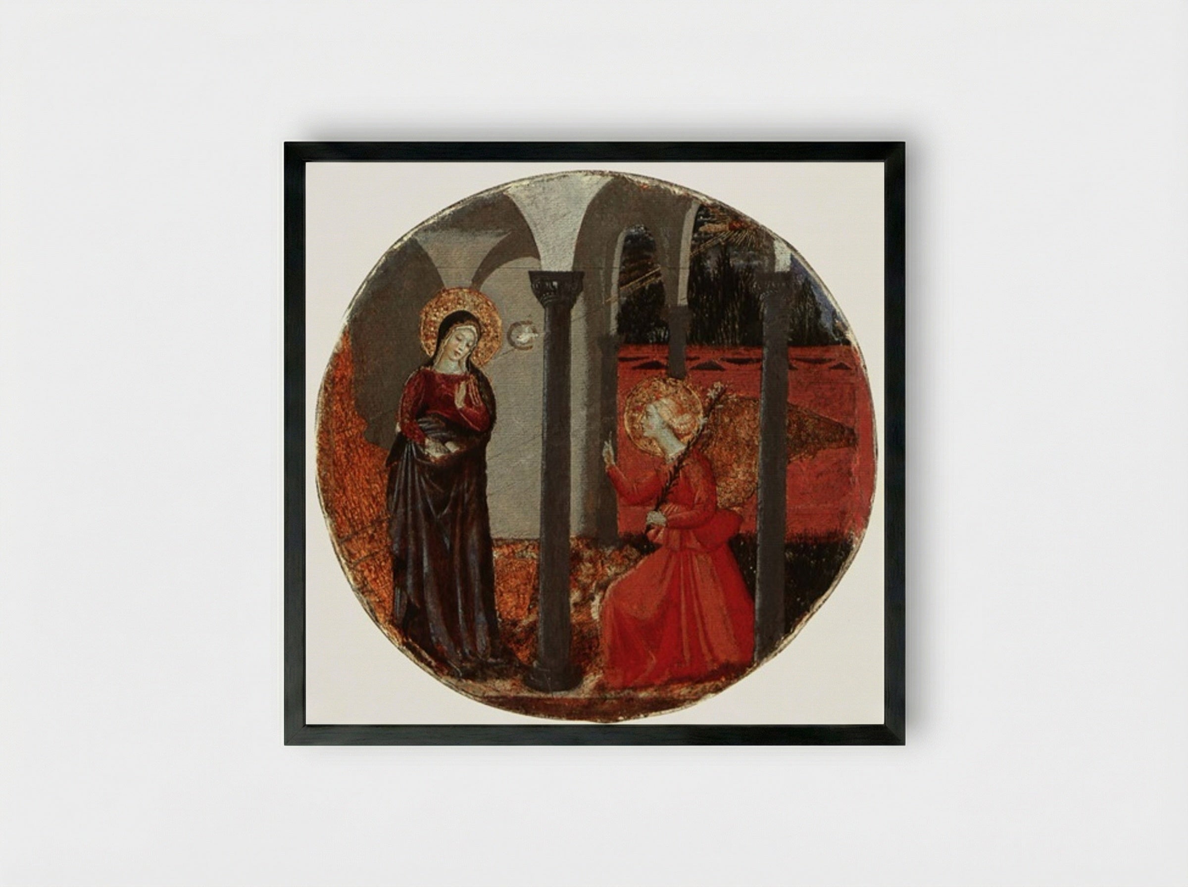 The Annunciation (Tondo) - Benozzo Gozzoli - Framed Print Black
