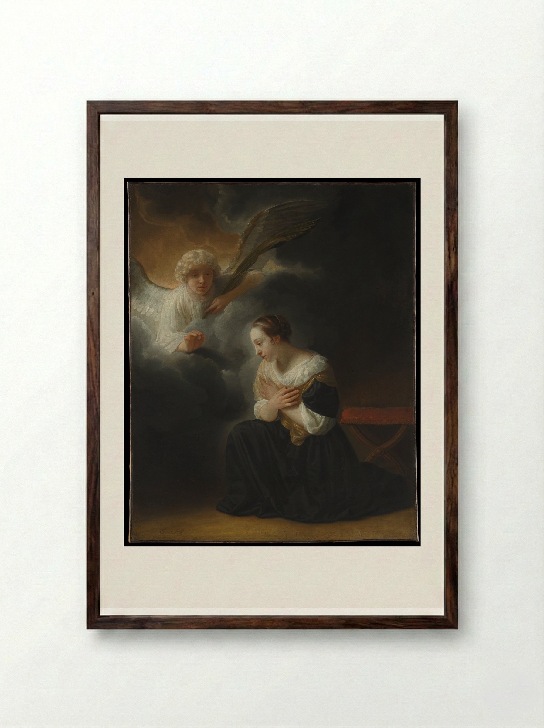 The Annunciation of the Death of the Virgin - Samuel van Hoogstraten - Framed Print Dark Wood