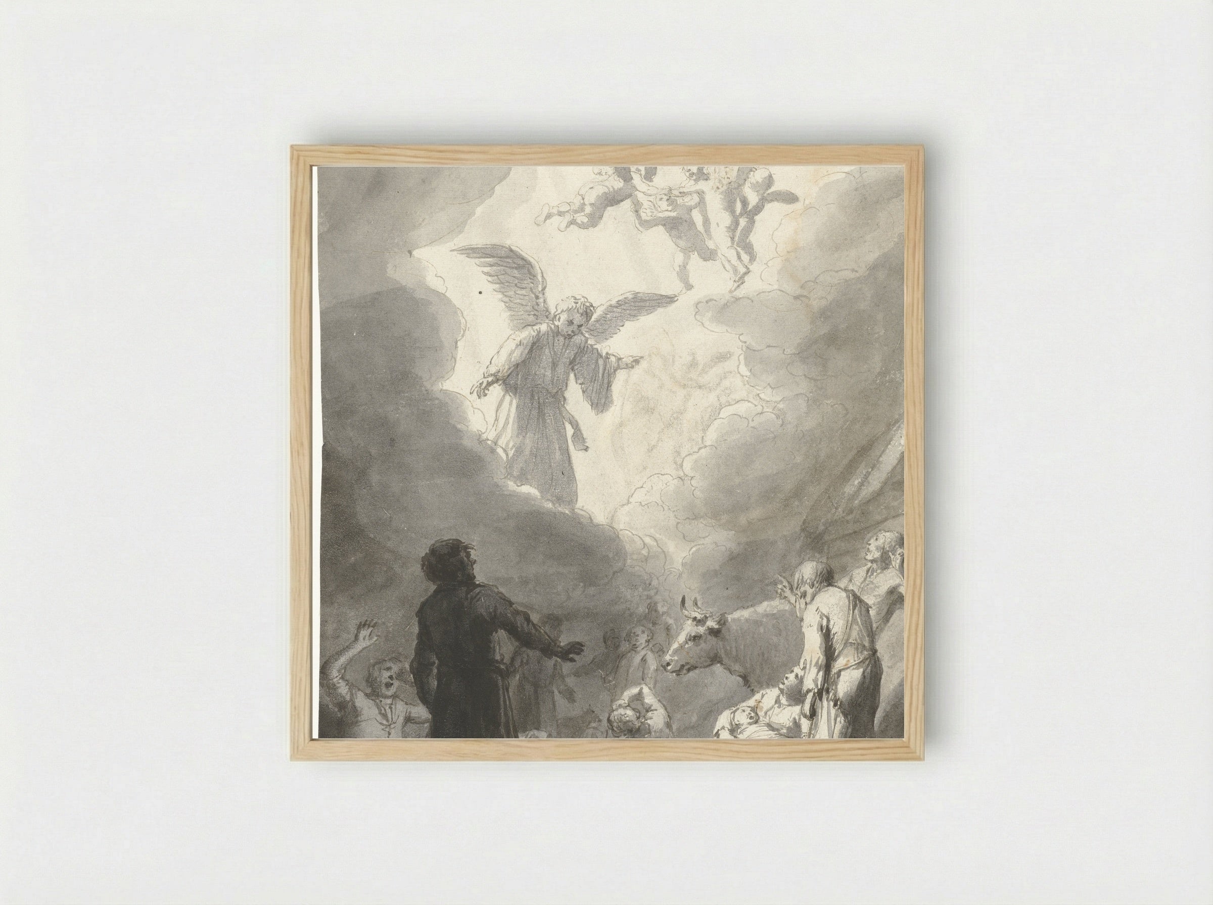 The Annunciation to the Shepherds - Nicolaes Moeyaert - Framed Print Wood
