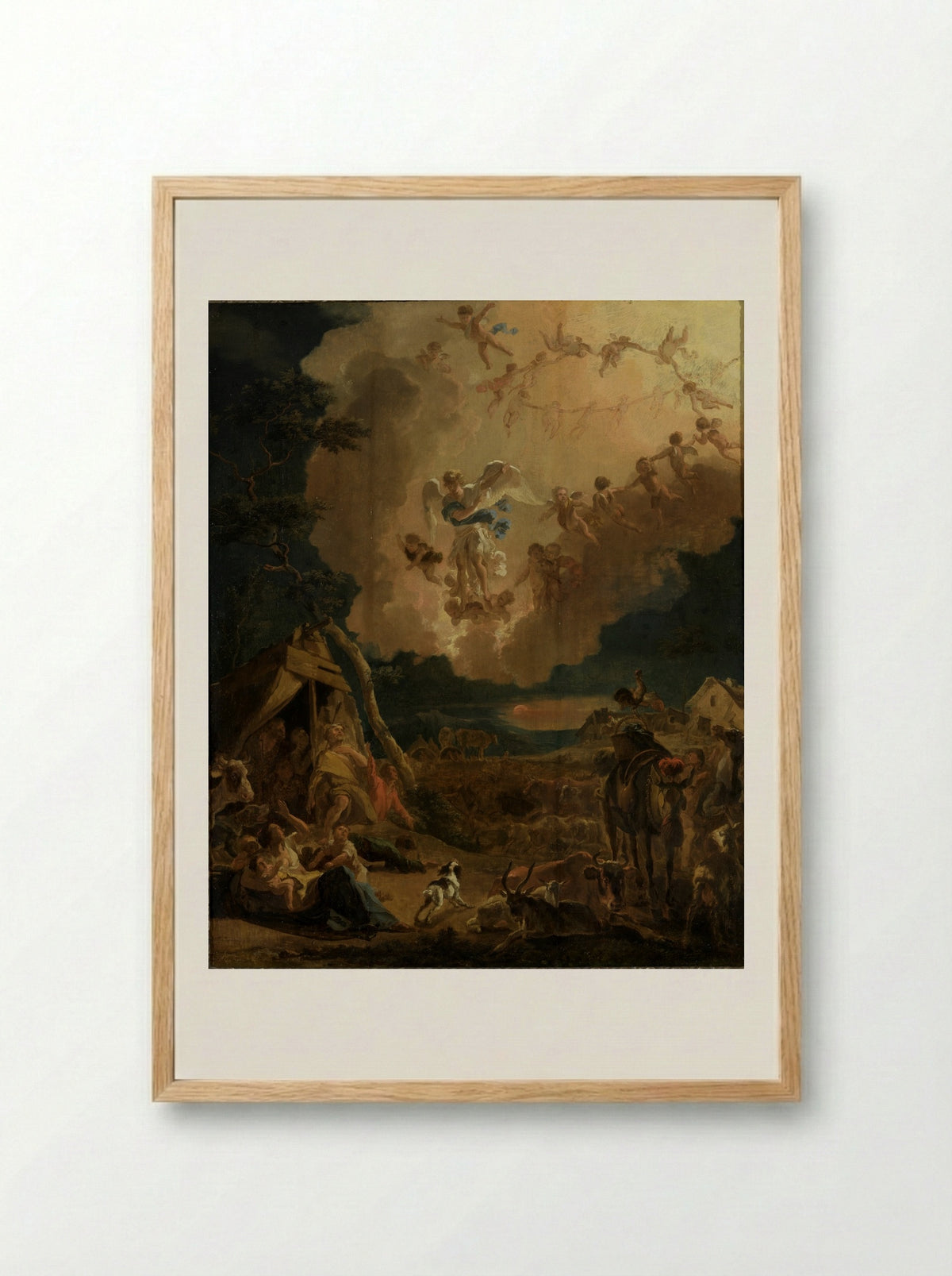 The Annunciation to the Shepherds - Abraham Daniëlsz. Hondius - Framed Print Wood