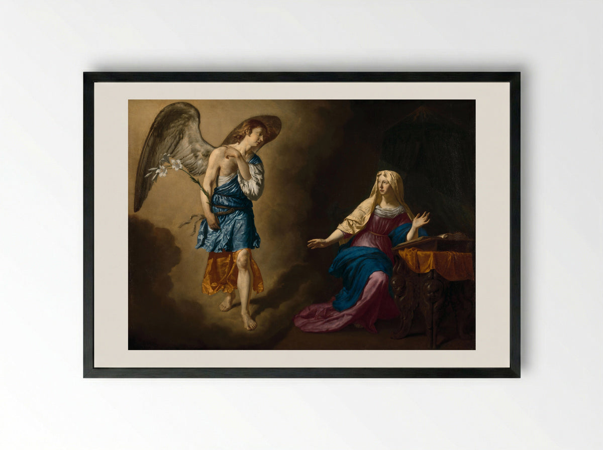 The Annunciation to the Virgin - Adriaen van de Velde - Framed Print Black