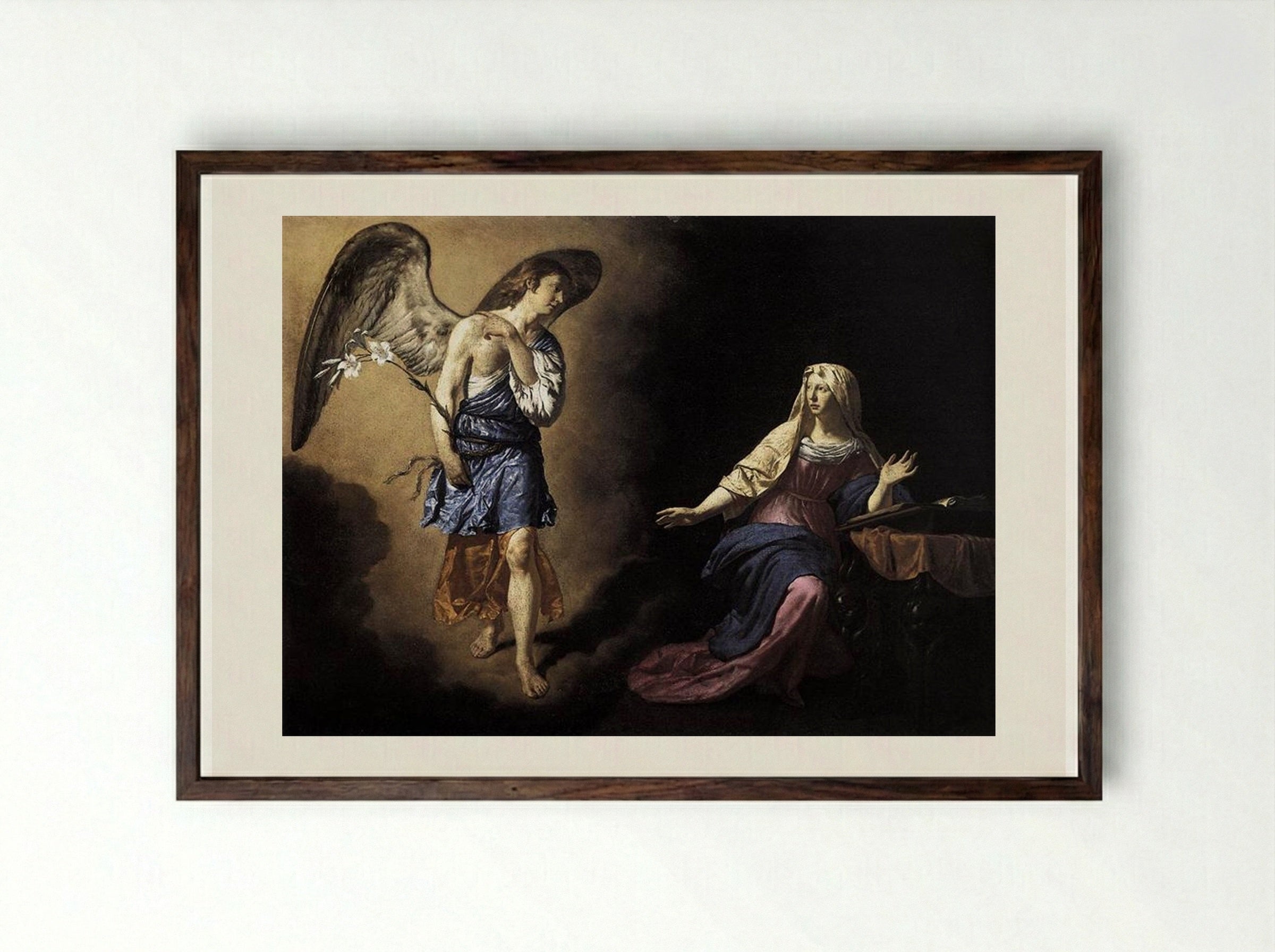 The Annunciation to the Virgin - Adriaen van de Velde - Framed Print Dark Wood