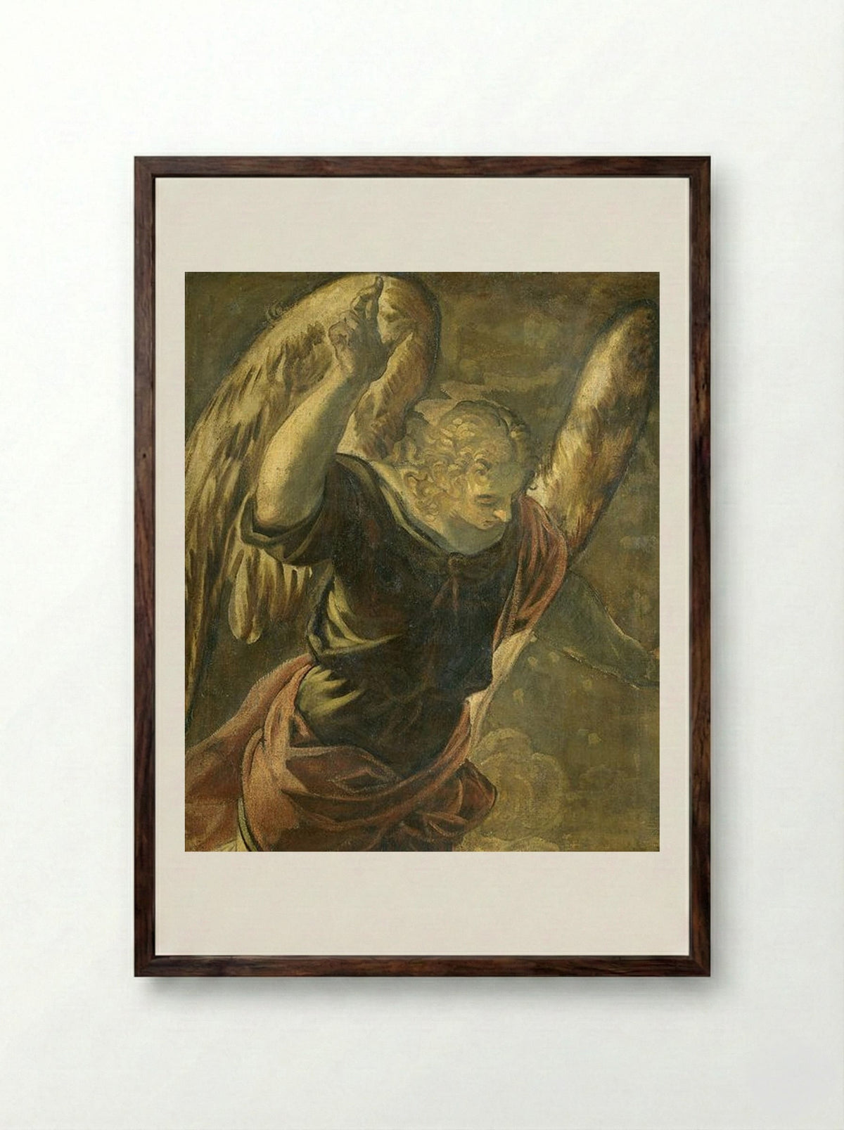 The Annunciation: The Angel Gabriel - Tintoretto - Framed Print Dark Wood