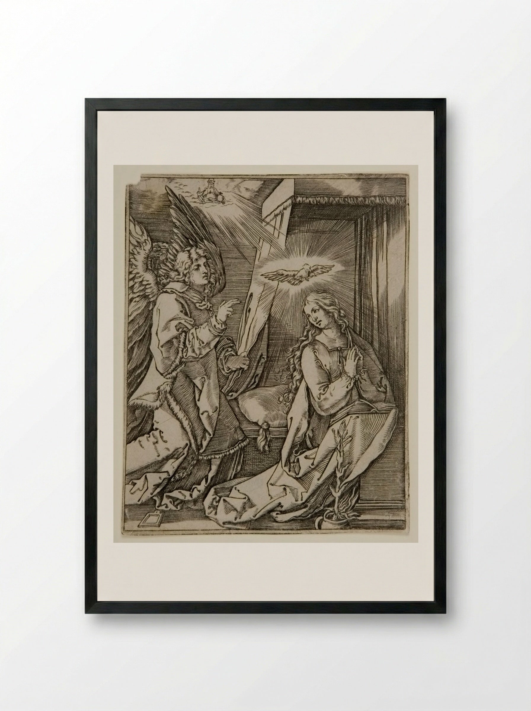 The Annunciation - Marcantonio Raimondi - Framed Print Black