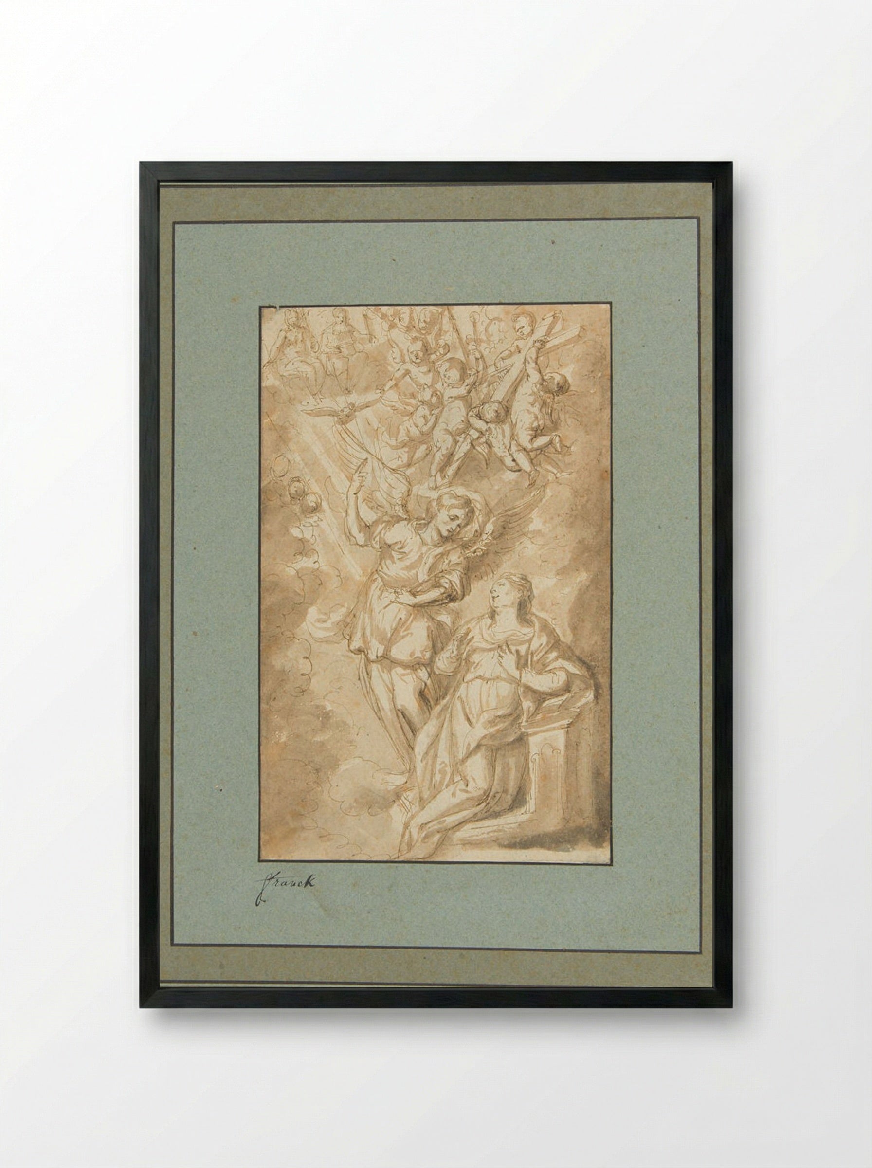 The Annunciation - Cornelis Schut I - Framed Print Black