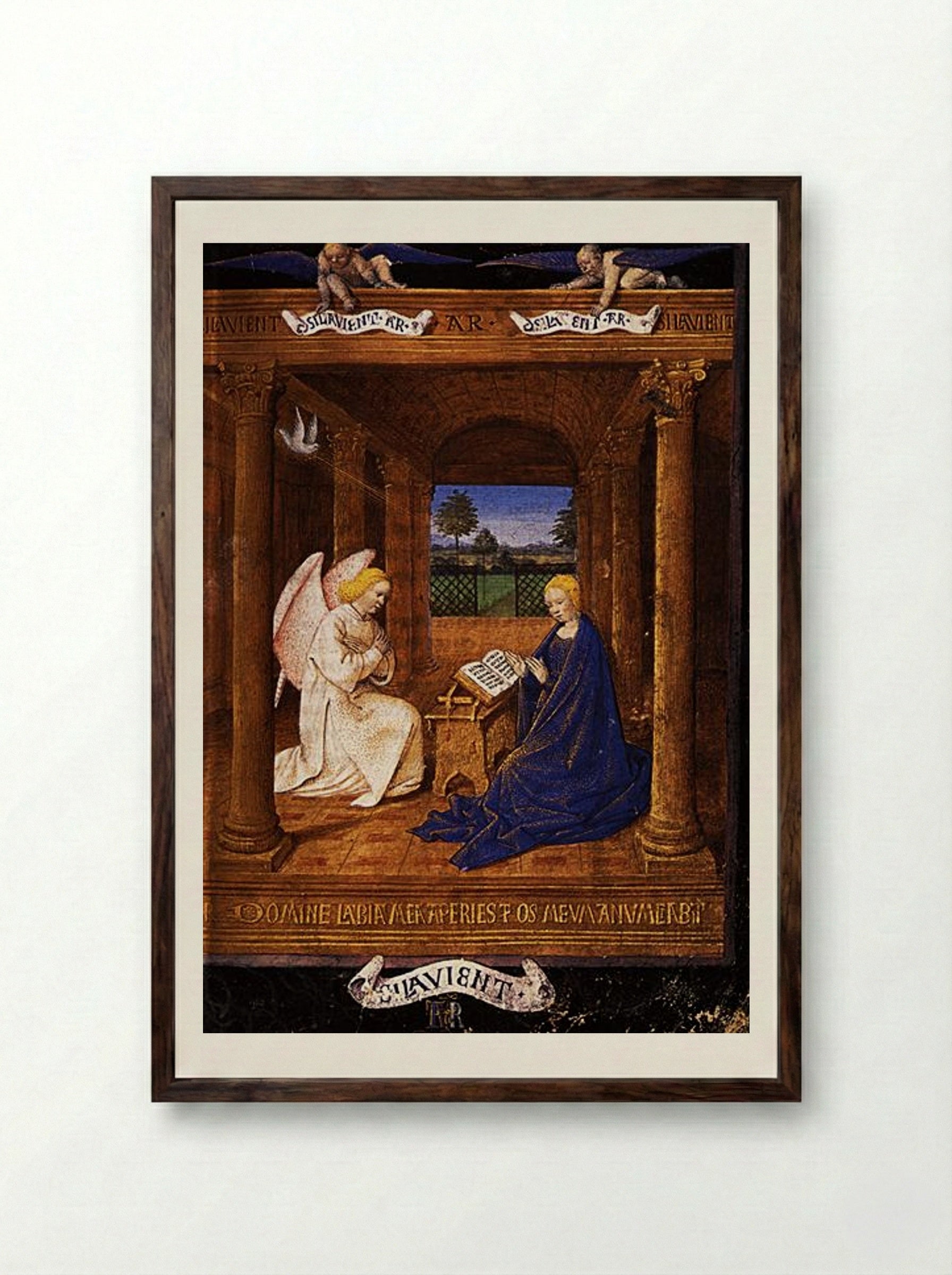 The Annunciation - Jean Fouquet - Framed Print Dark Wood