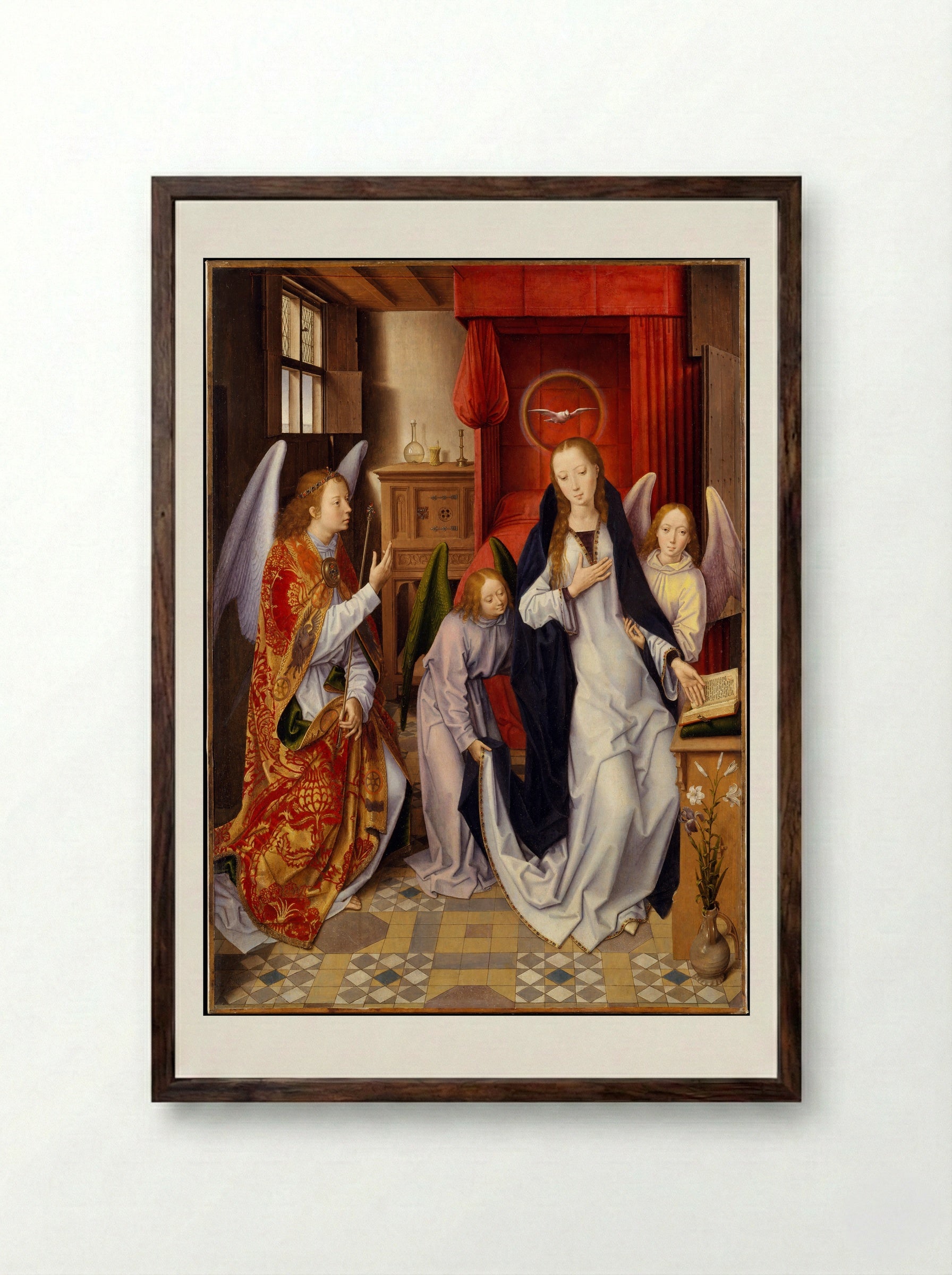 The Annunciation - Hans Memling - Framed Print Dark Wood