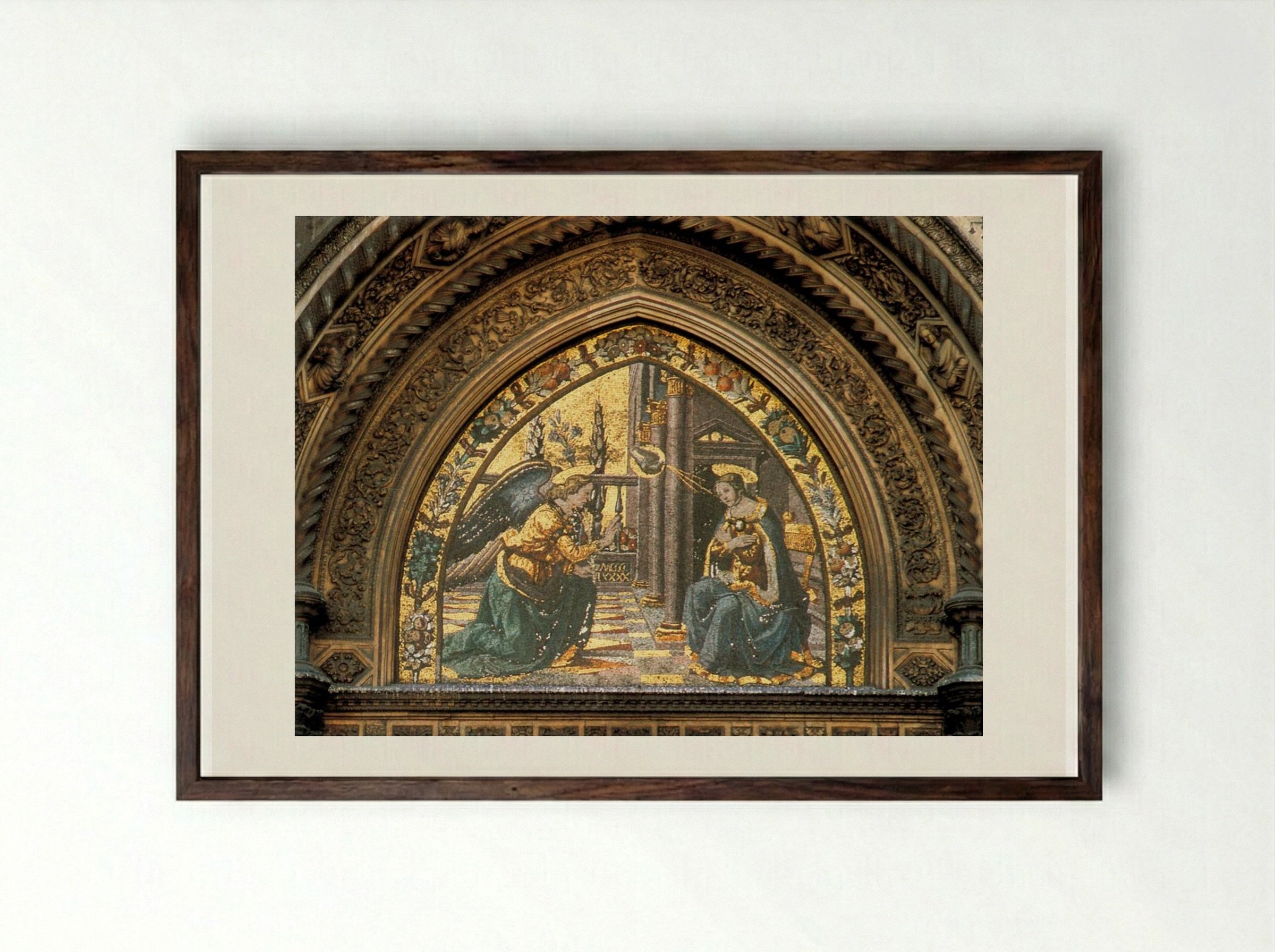 The Annunciation - Domenico Ghirlandaio - Framed Print Dark Wood