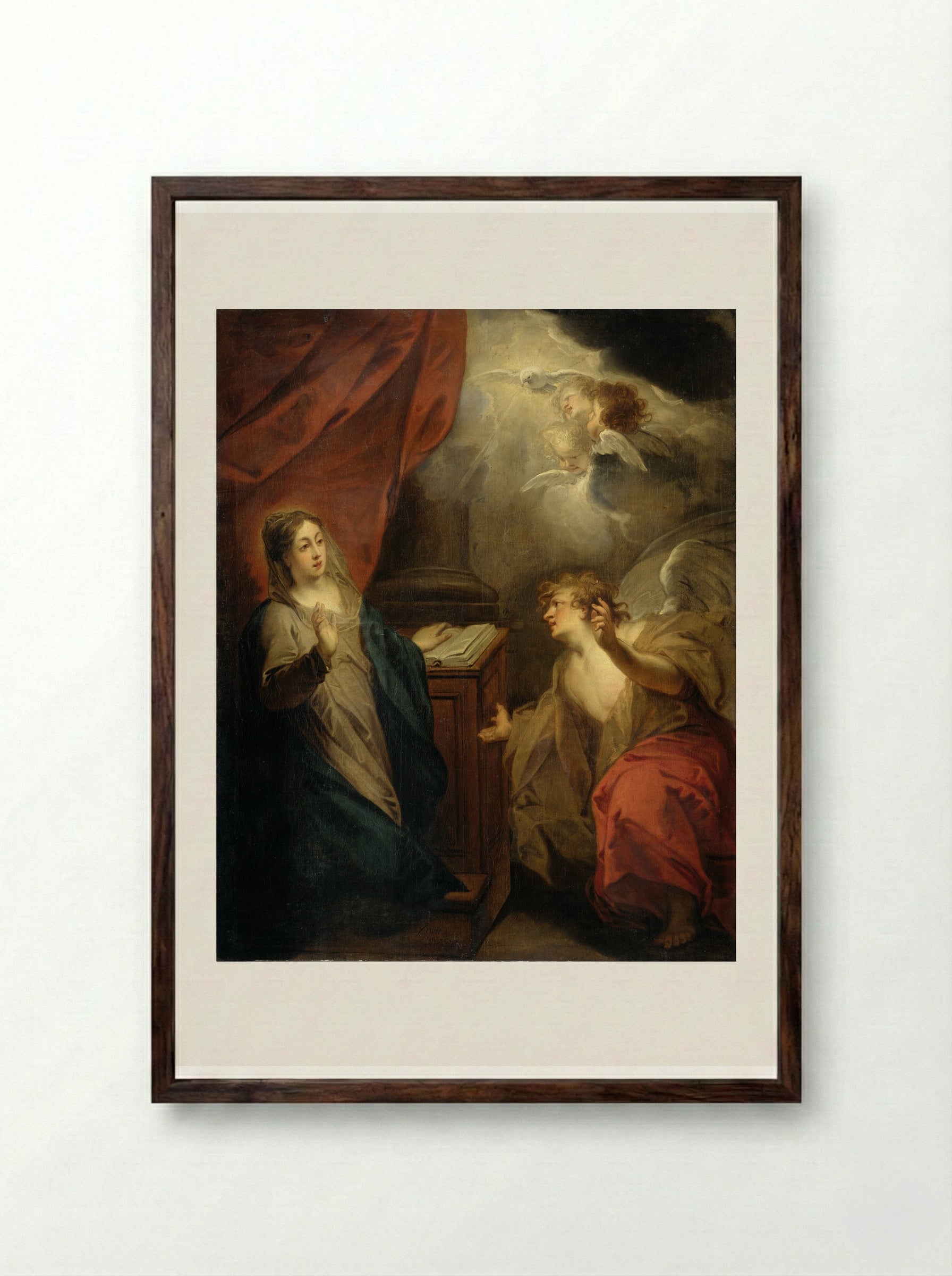 The Annunciation - Jacob de Wit - Framed Print Dark Wood