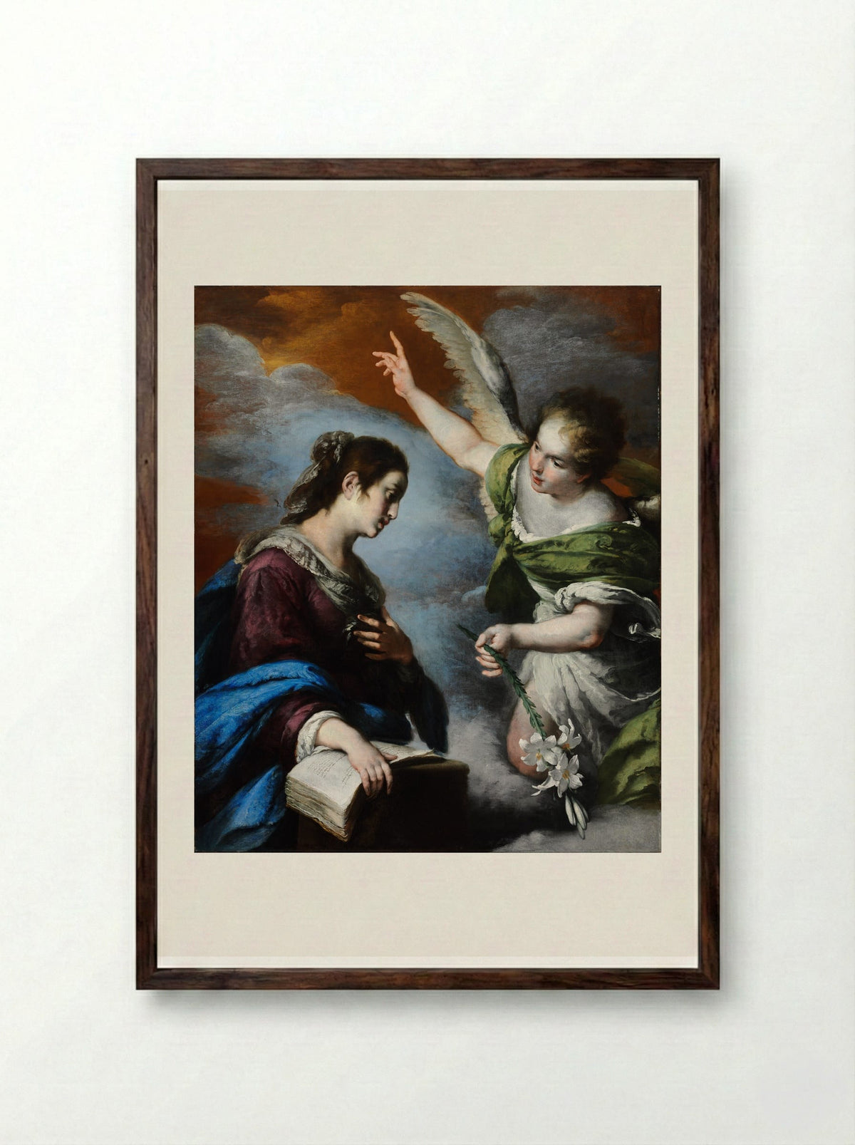 The Annunciation - Bernardo Strozzi - Framed Print Dark Wood