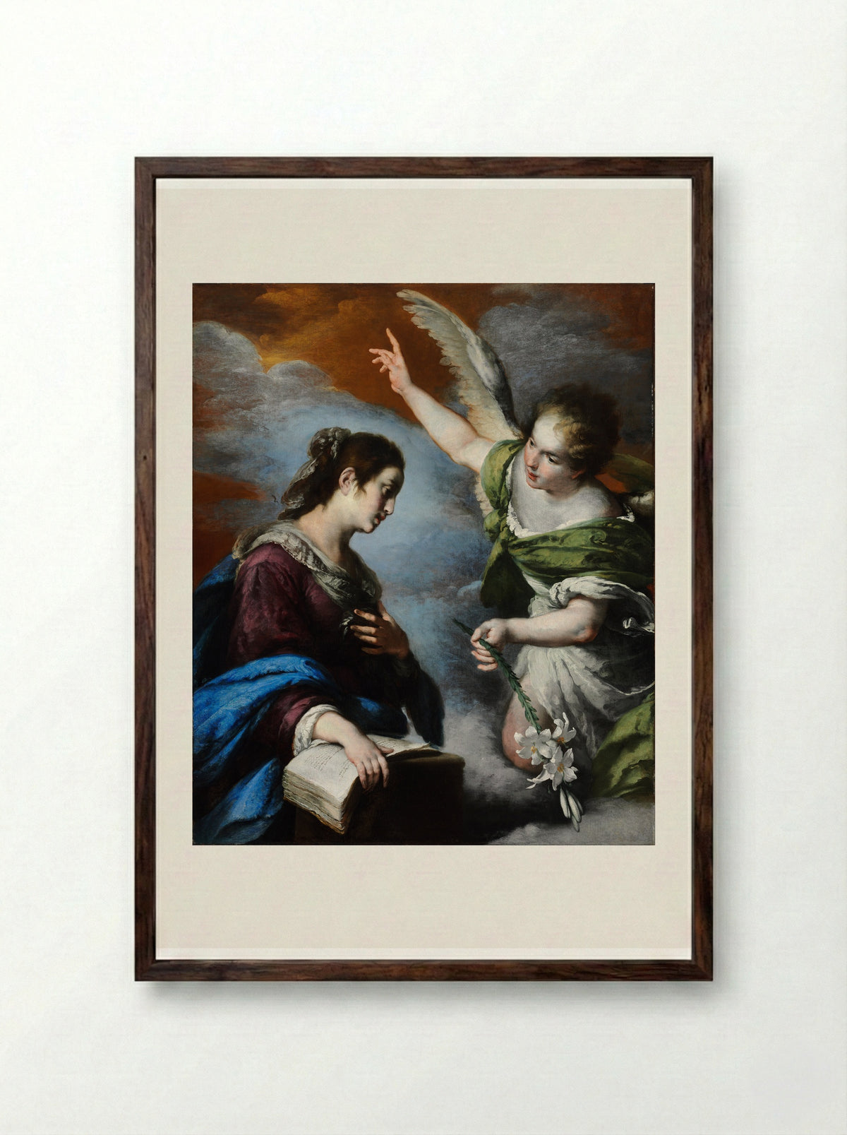 The Annunciation - Bernardo Strozzi - Framed Print Dark Wood