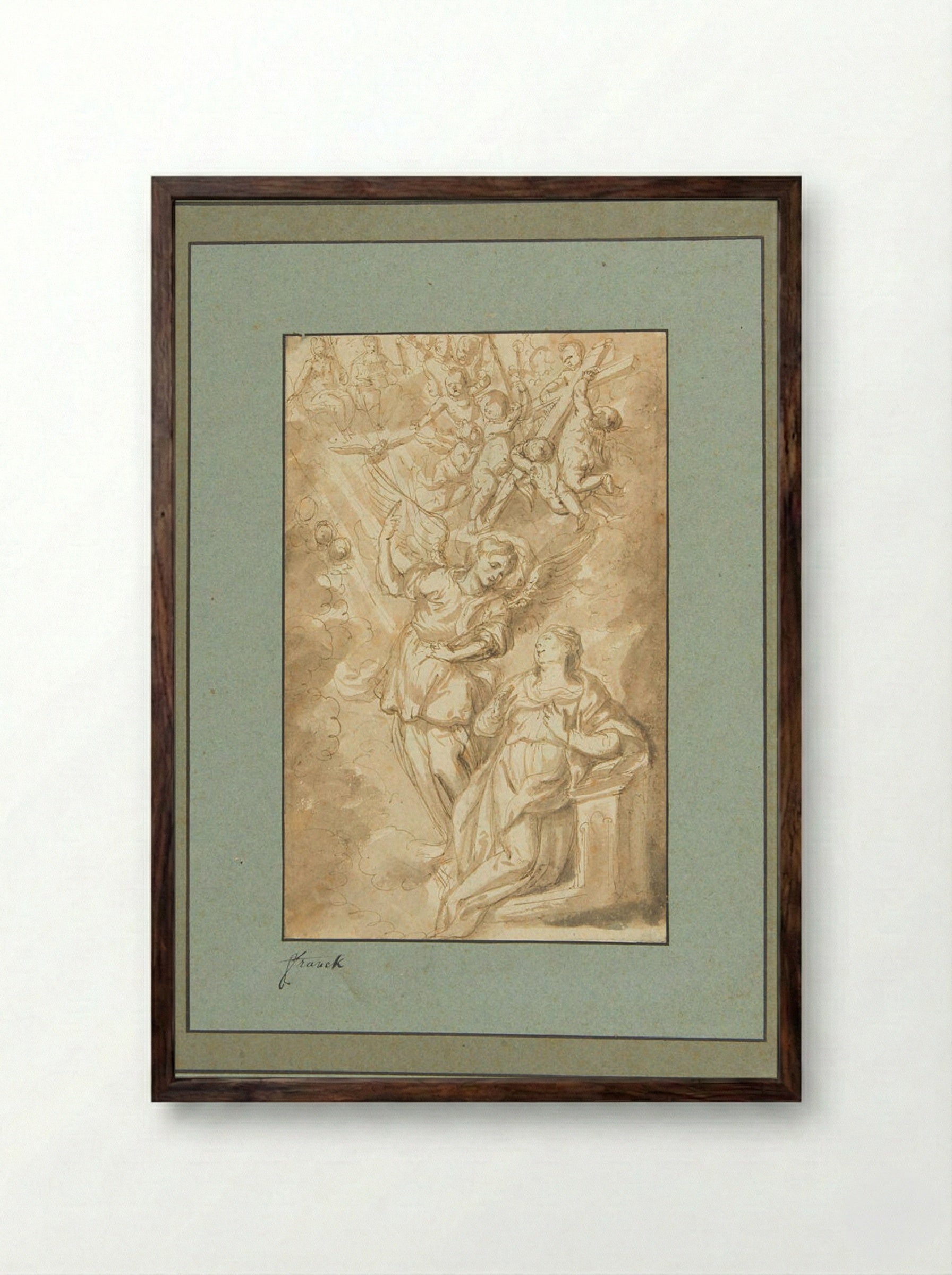 The Annunciation - Cornelis Schut I - Framed Print Dark Wood