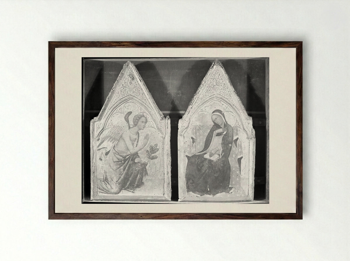 The Annunciation - Andrea Vanni - Framed Print Dark Wood