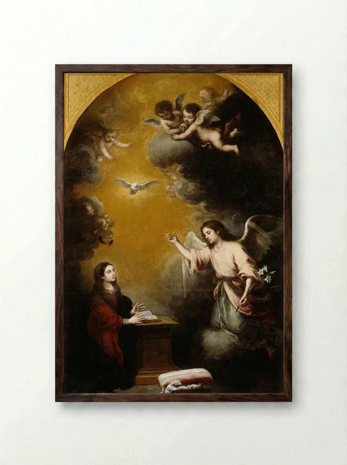 The Annunciation - Bartolomé Esteban Murillo - Framed Print Dark Wood