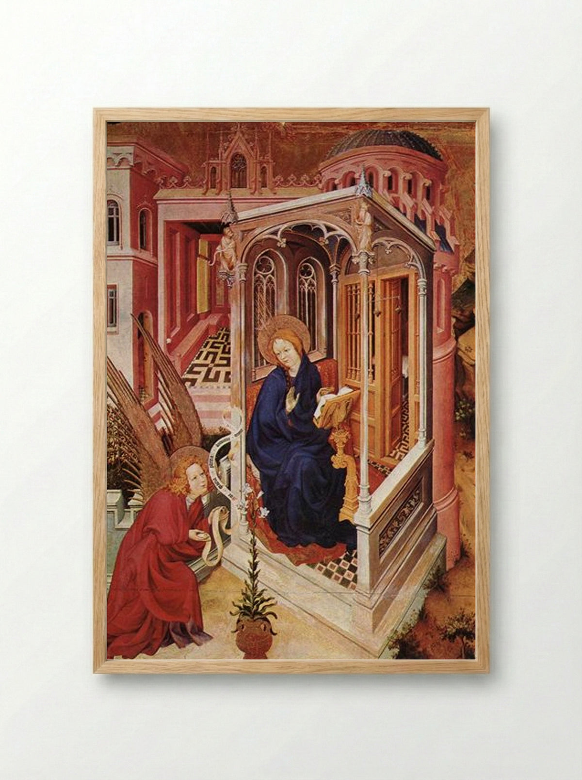 The Annunciation - Melchior Broederlam - Framed Print Wood