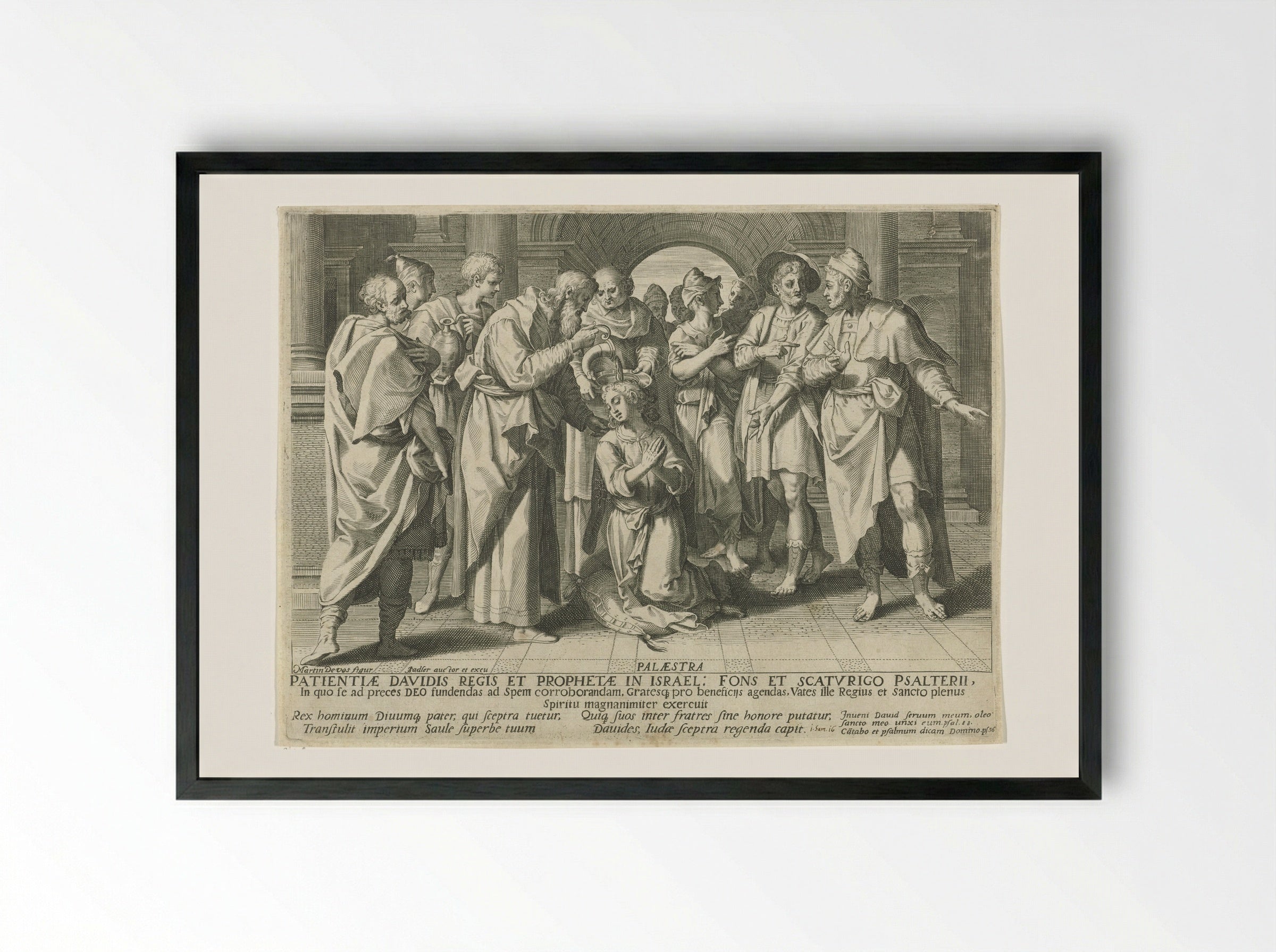 The Anointing of David by Samuel - Aegidius Sadeler (II) - Framed Print Black