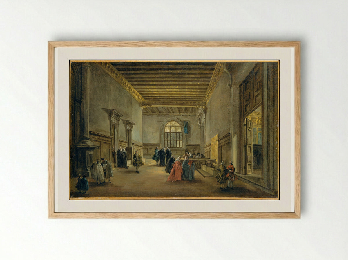 The Antechamber of the Sala del Maggior Consiglio - Francesco Guardi - Framed Print Wood
