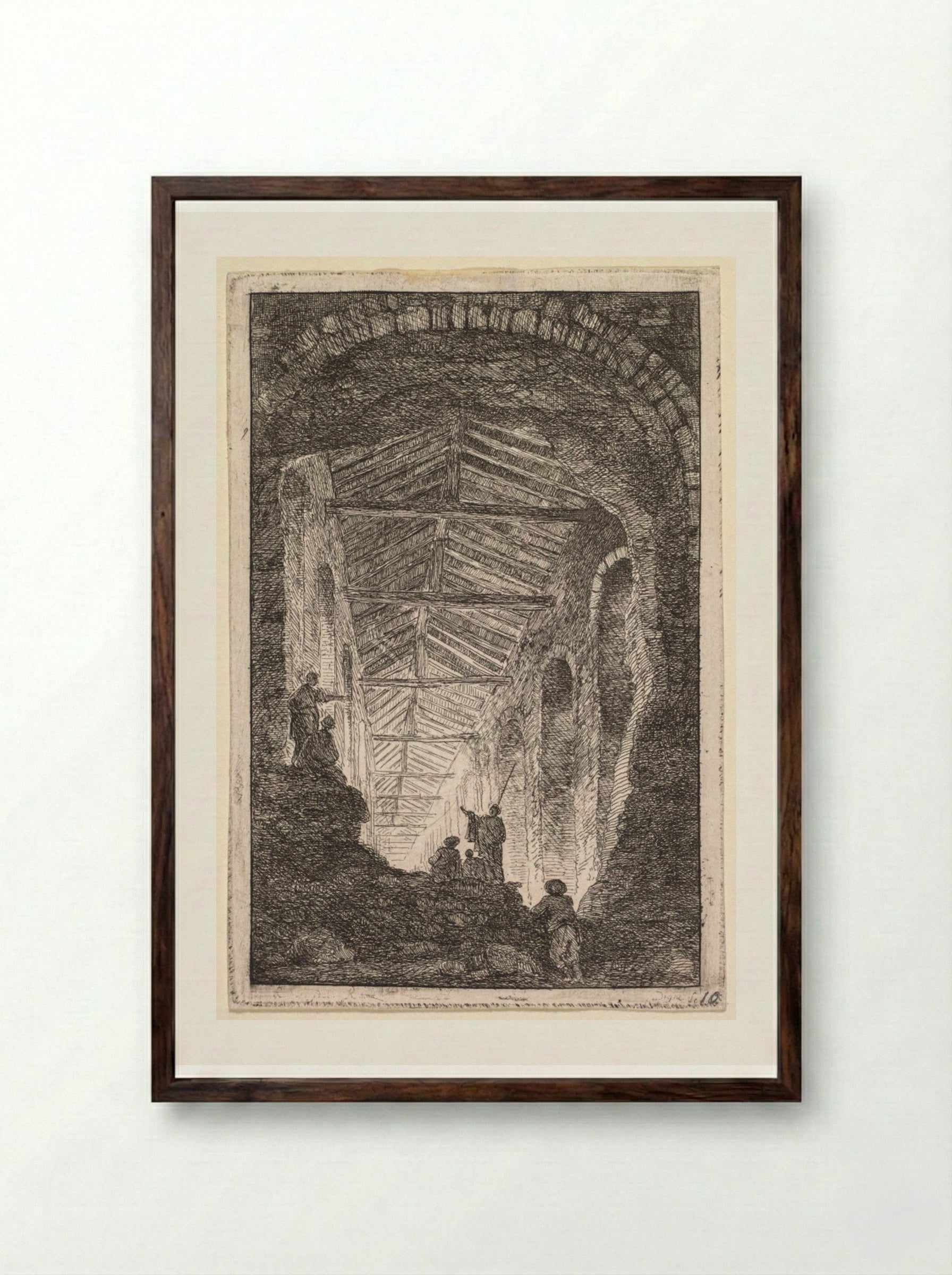 The Antique Gallery - Hubert Robert - Framed Print Dark Wood