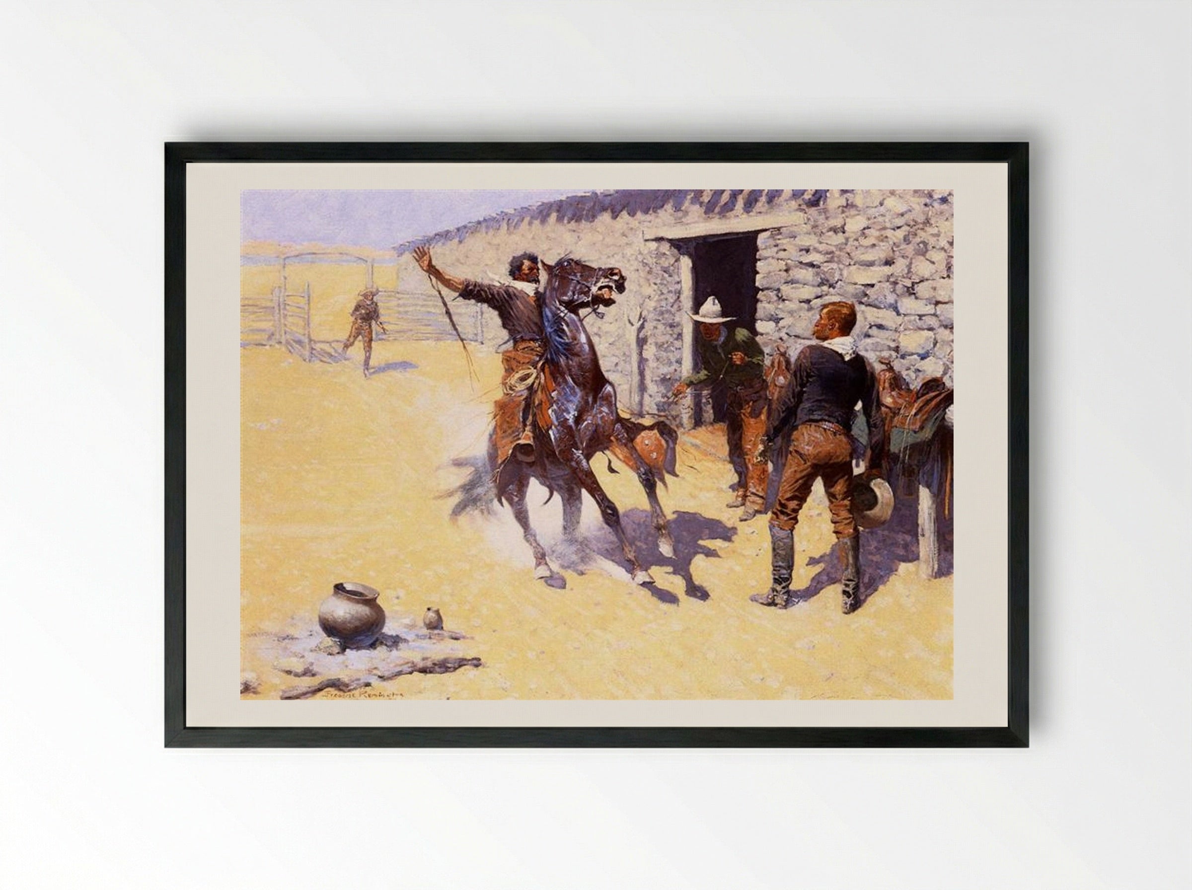 The Apaches - Frederic Remington - Framed Print Black