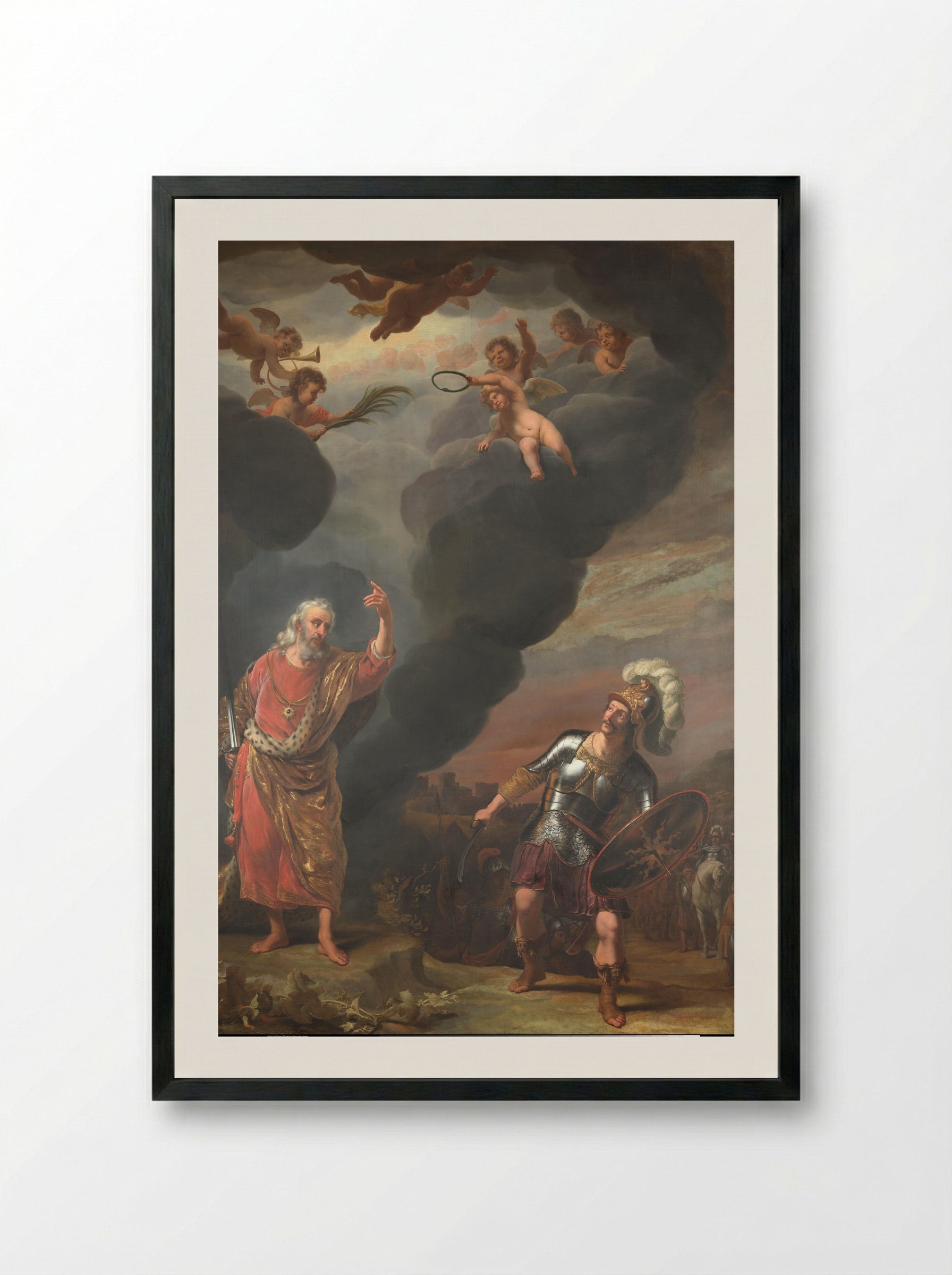 The Appearance of the Captain of the Lord's Host to Joshua - Ferdinand Bol - Framed Print Black