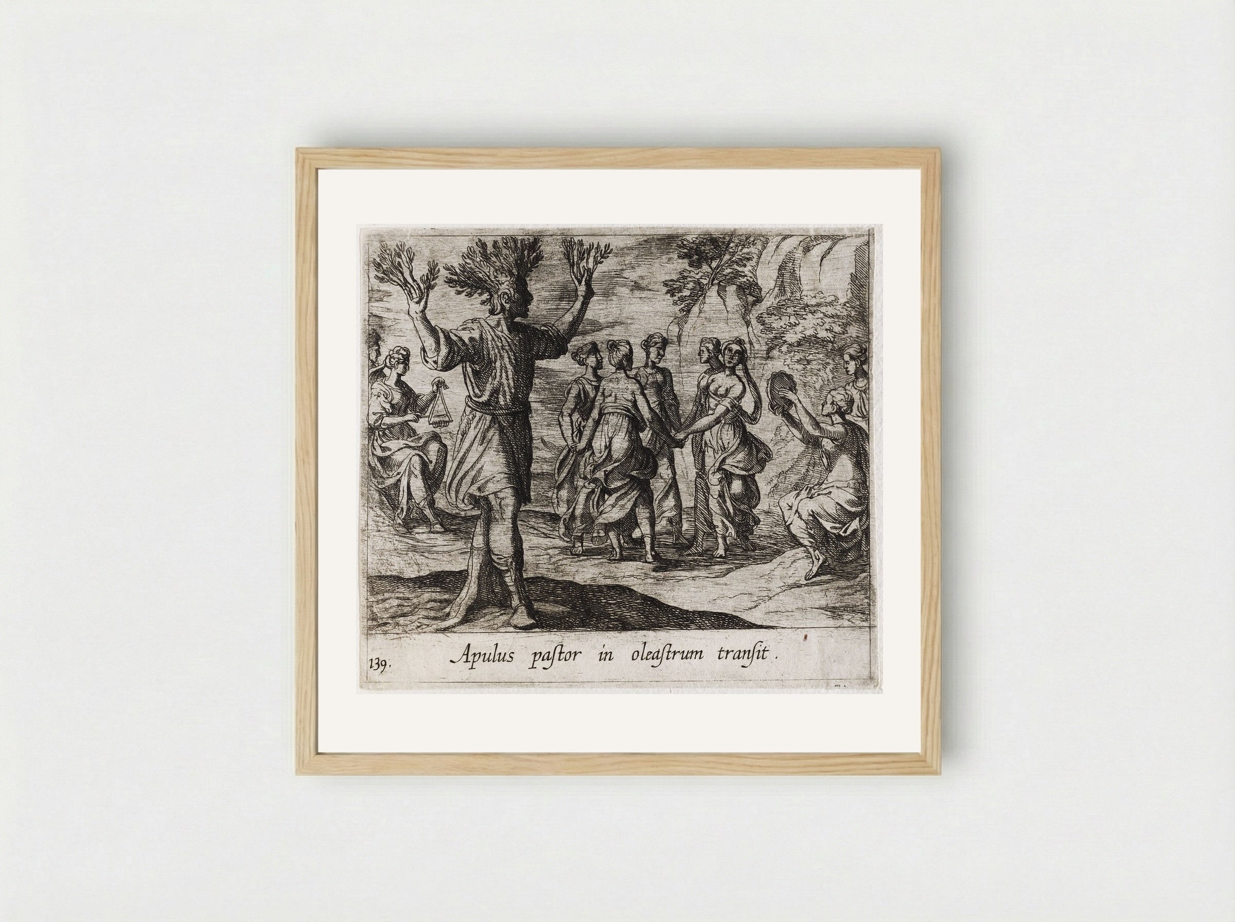 The Apulian Shepherd Changed into an Olive Tree - Antonio Tempesta - Framed Print Wood