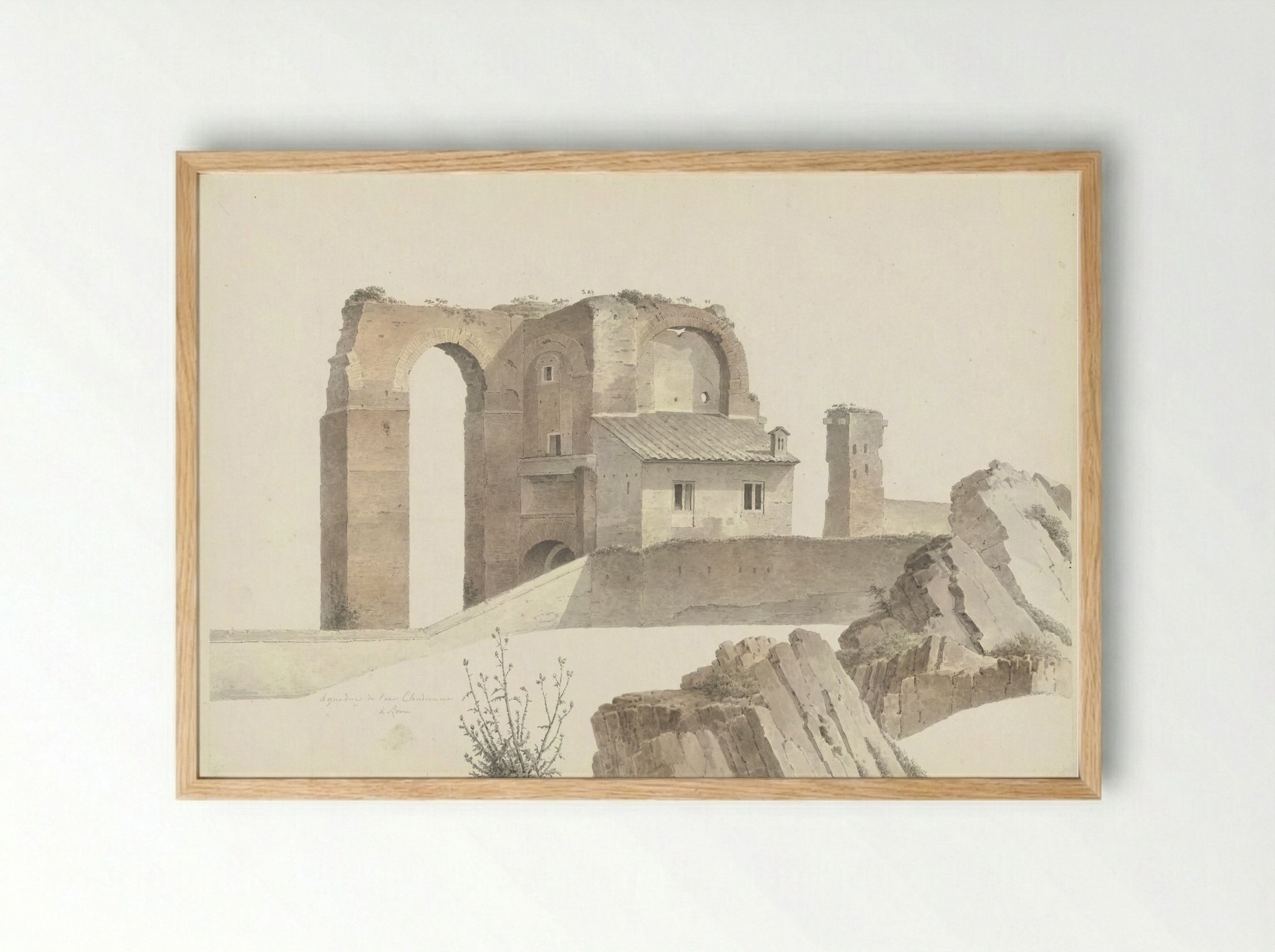 The Aqua Claudia in Rome - Josephus Augustus Knip - Framed Print Wood