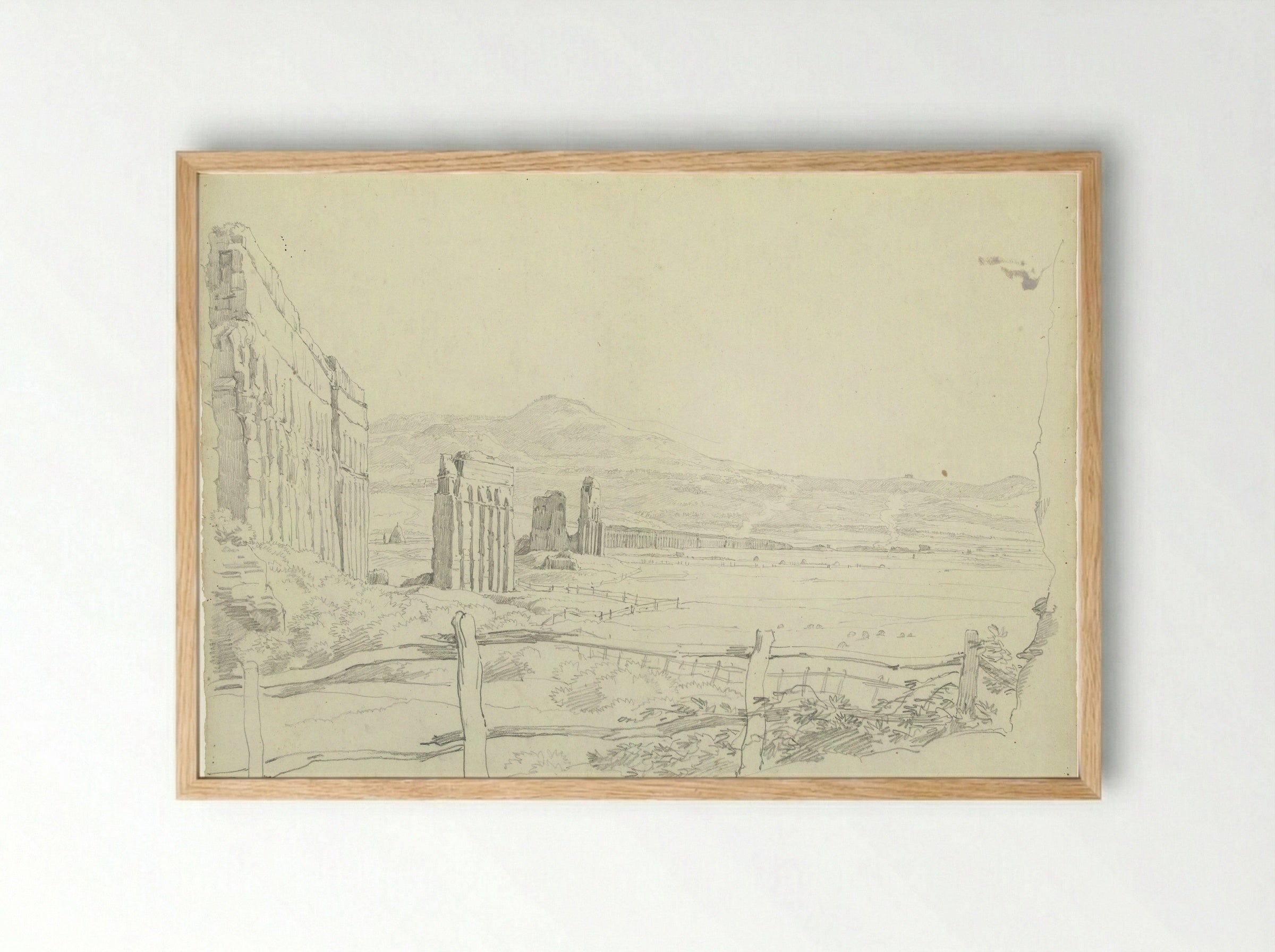 The Aqueduct of the Aqua Claudia, Seen Towards the Mountains - Hendrik Voogd - Framed Print Wood