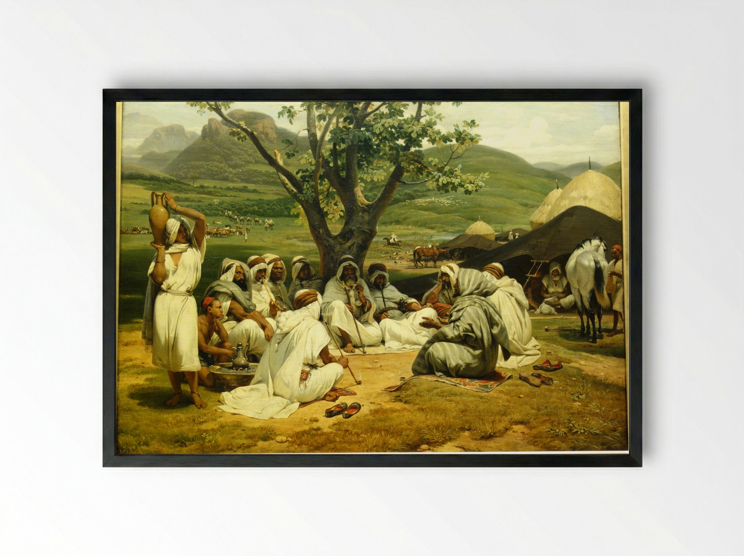 The Arab Tale-Teller - Horace Vernet - Framed Print Black