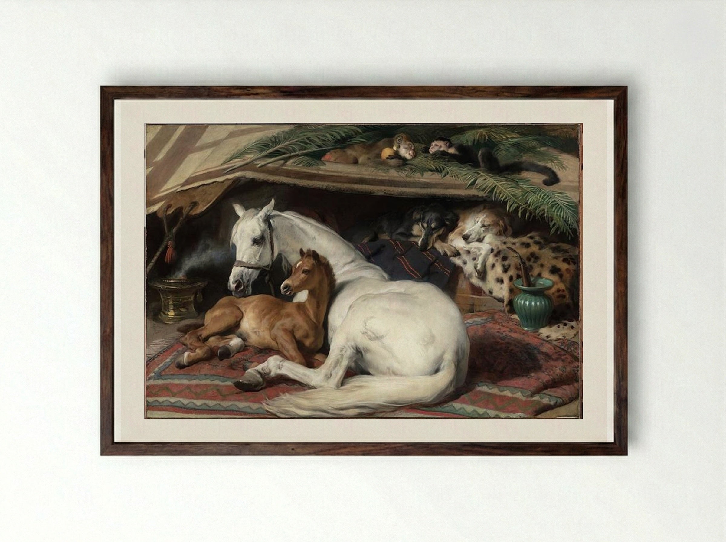 The Arab Tent - Edwin Henry Landseer - Framed Print Dark Wood