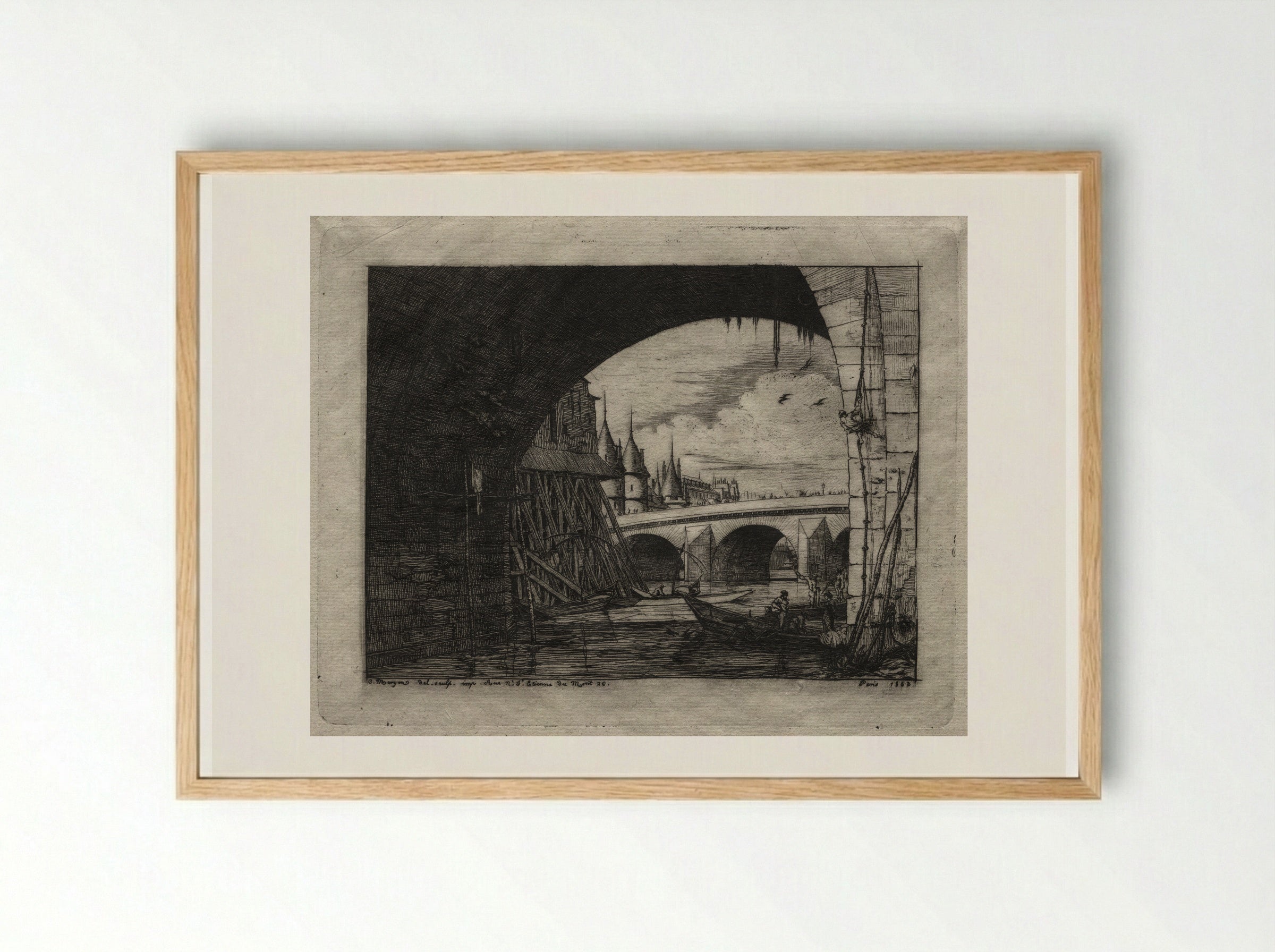 The Arch of the Notre Dame Bridge - Charles Meryon - Framed Print Wood