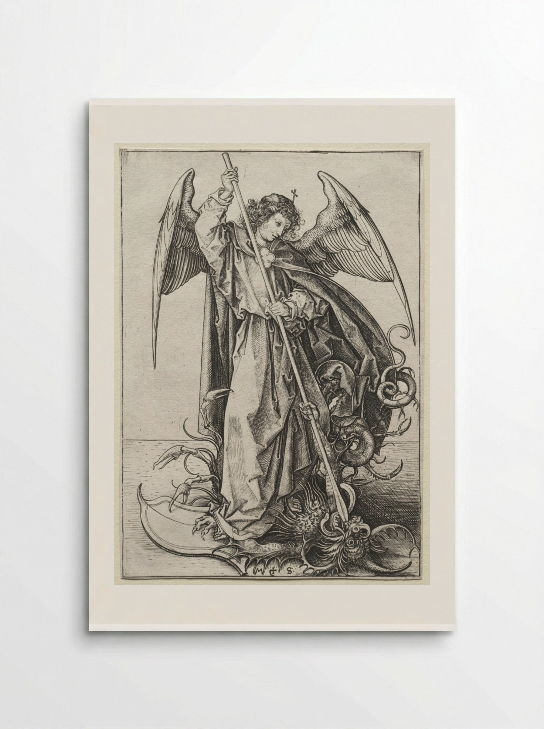 The Archangel Michael Piercing the Dragon - Martin Schongauer - Poster