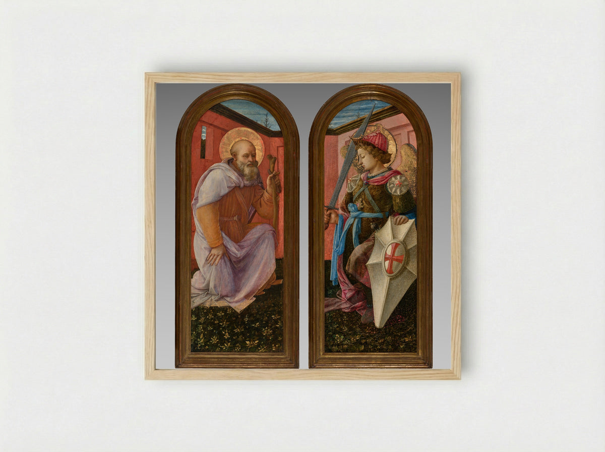 The Archangel Michael and St. Anthony Abbot - Fra Filippo Lippi - Framed Print Wood