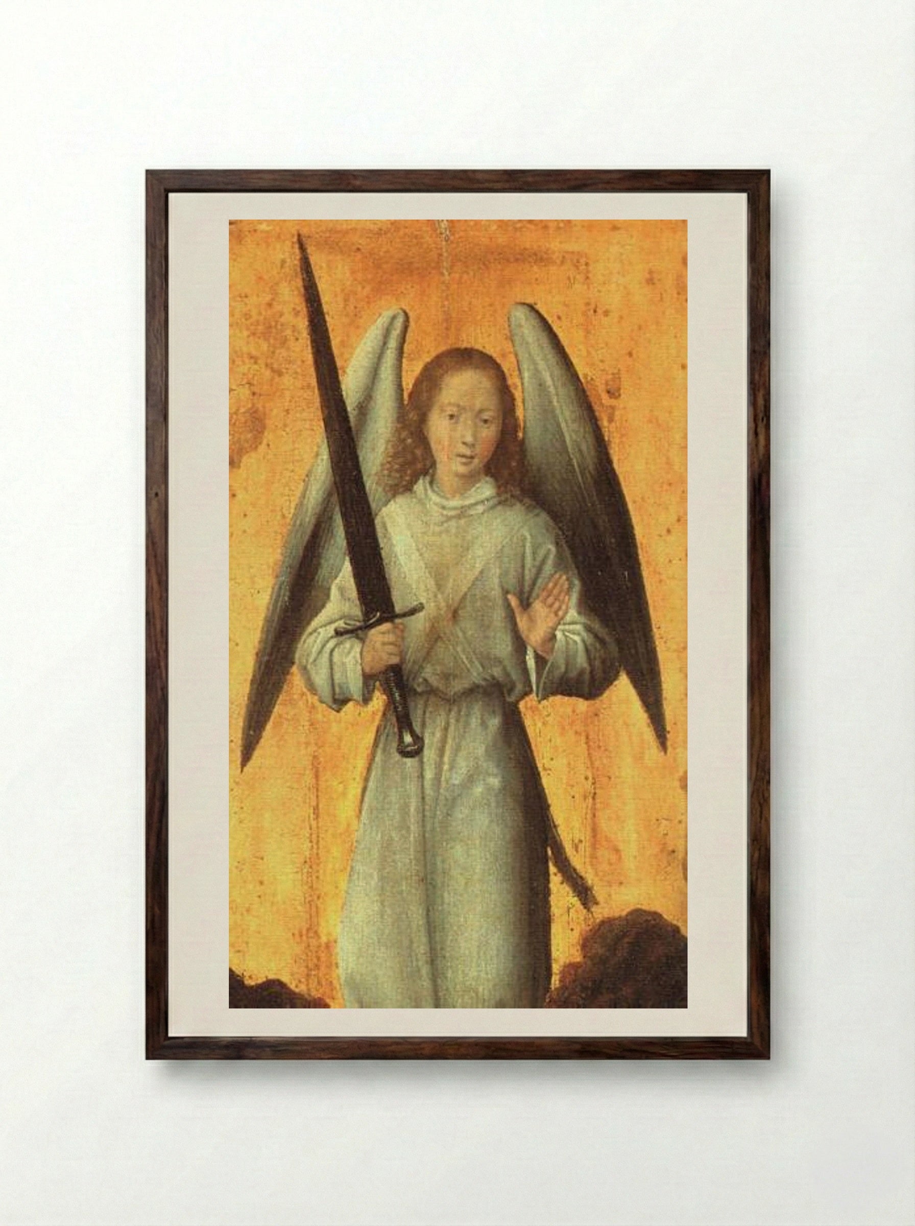 The Archangel Michael - Hans Memling - Framed Print Dark Wood