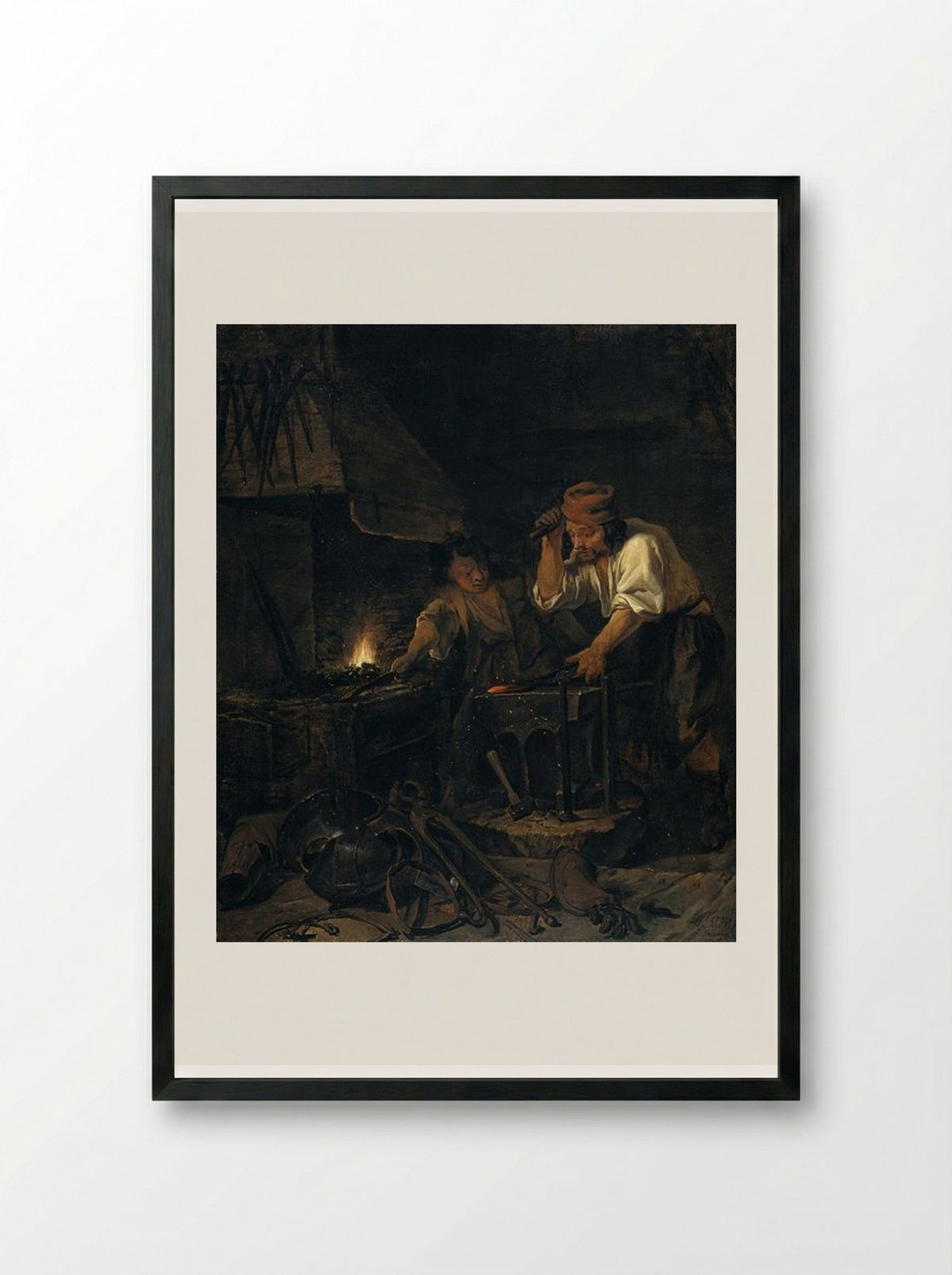 The Armorer - Gabriel Metsu - Framed Print Black