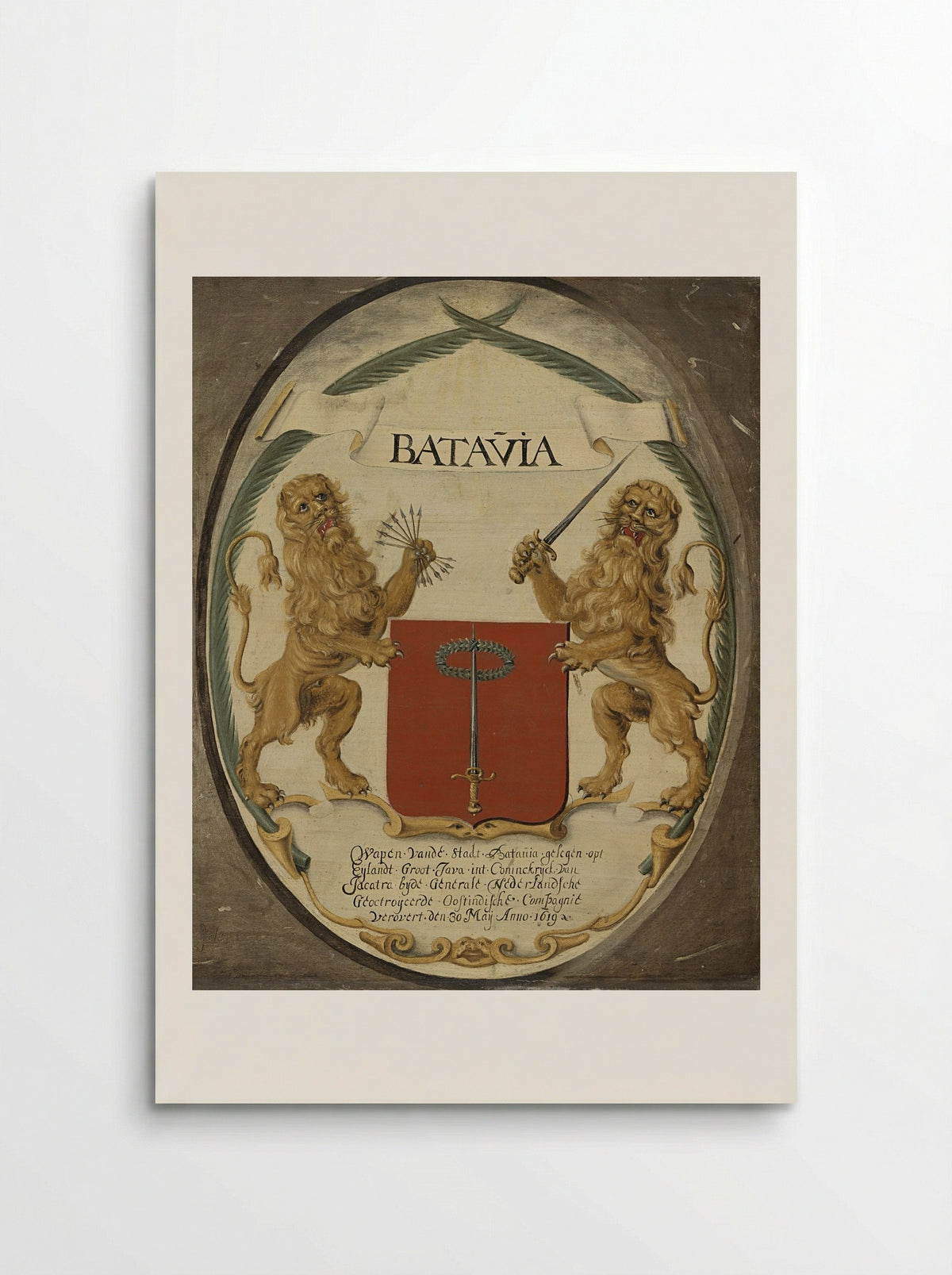 The Arms of the Dutch East India Company and of the Town of Batavia - Jeronimus Becx (II) - Poster